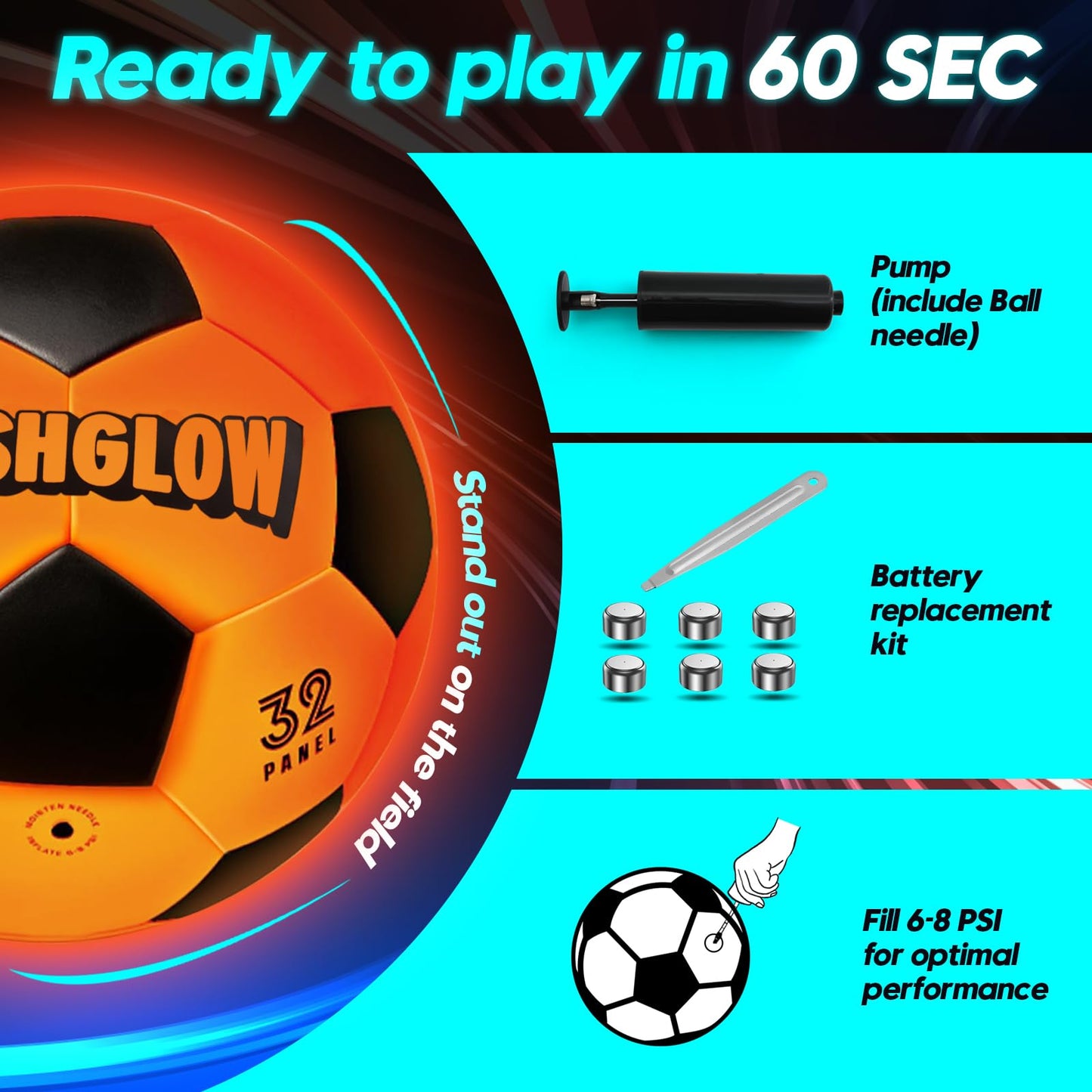Light Up Soccer Ball Gift For Boys: Glow In The Dark - Toys For Kids & Teens Ages 8-15 - Birthday Christmas Easter Ideas - Outdoor Sports Activity Night Play - 8 9 10 11 12 13 14 15 Years Old Teenager
