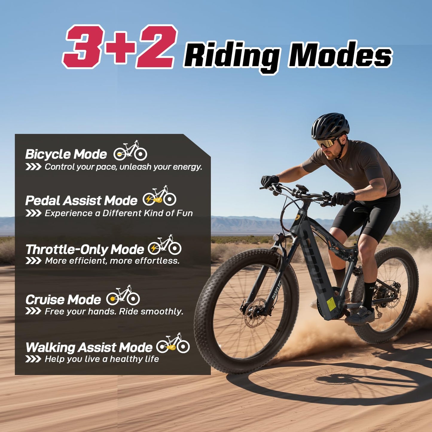 PASELEC Electric Bike for Adults, 27.5''*3.0 City Mountain Ebike with Peak 1000W 35MPH Brushless Motor, 768Wh Removable Battery, Up to 70 Miles Range 8-Speed &Dual Hydraulic Suspension Shock Absorber