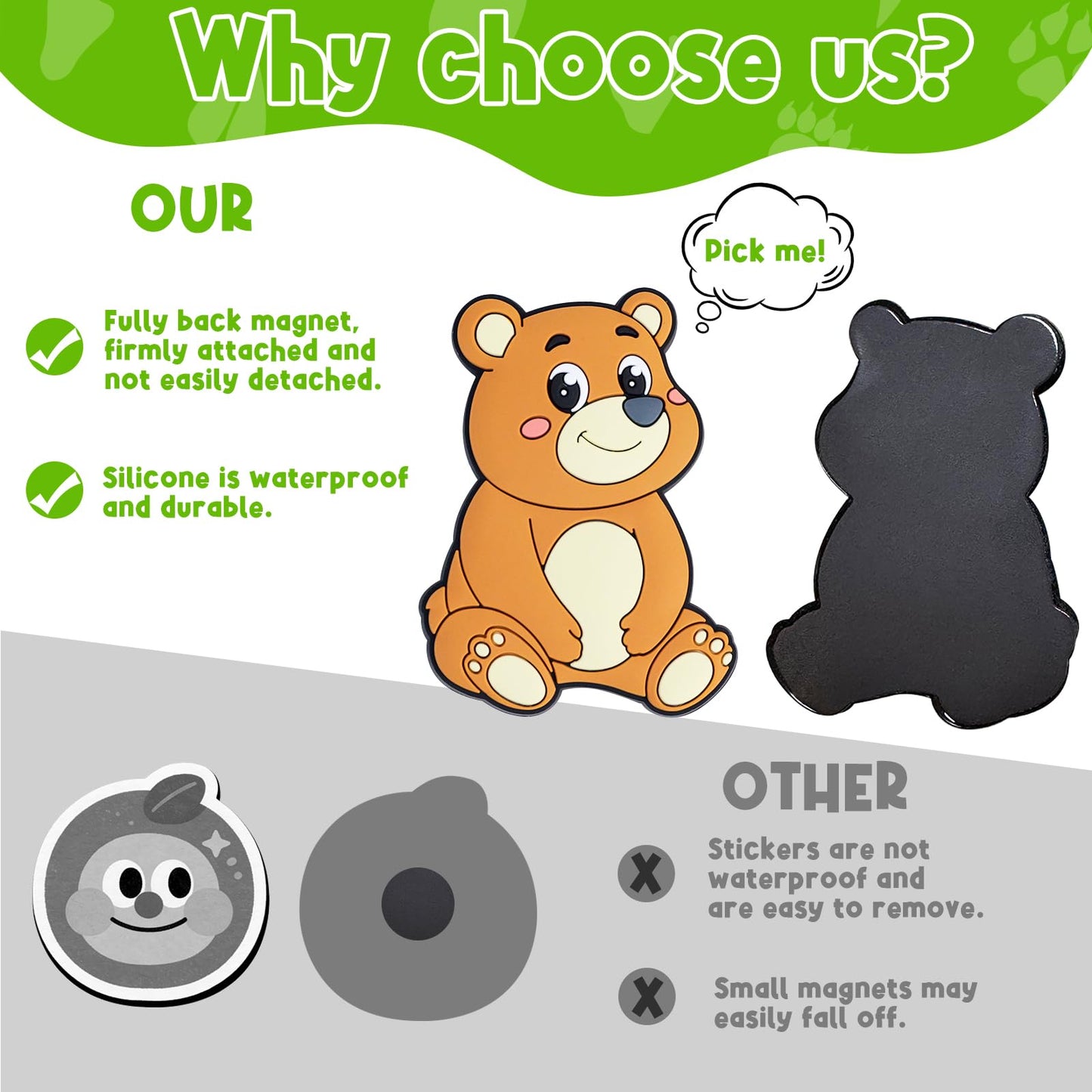12PCS Fridge Magnets for Toddlers Cute Wild Animals Refrigerator Magnets Large Full Back Magnetic Animal Decorative Fridge Magnets Funny Rubber Magnetic Gift for Refrigerator Whiteboard Cruise Door