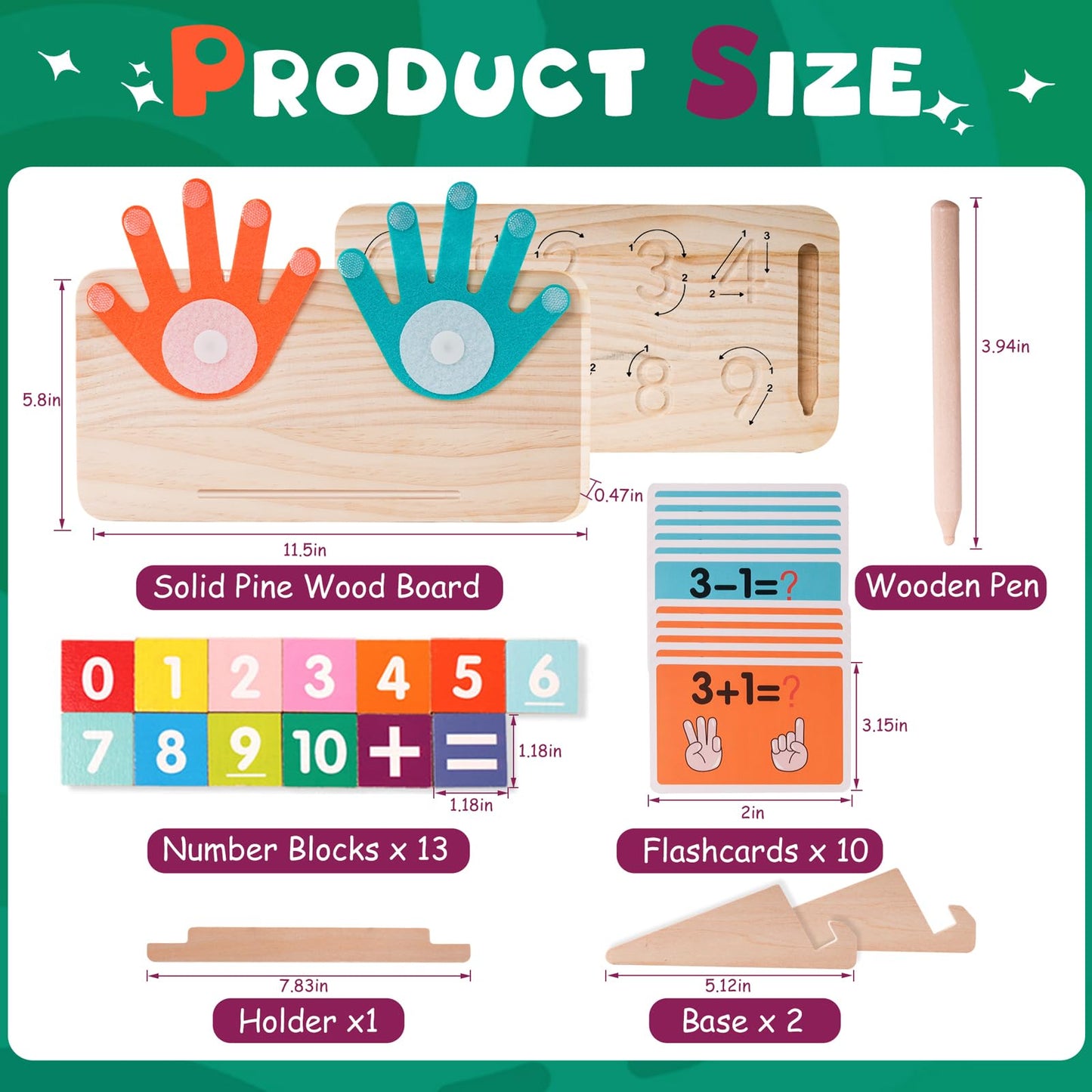Hirger Preschool Learning Toys for Toddlers 2-4, Educational Math Manipulatives Number Counting Blocks for Kids, Montessori Toy for Boys Girls 3 4 5 6 Year Old Birthday Gifts