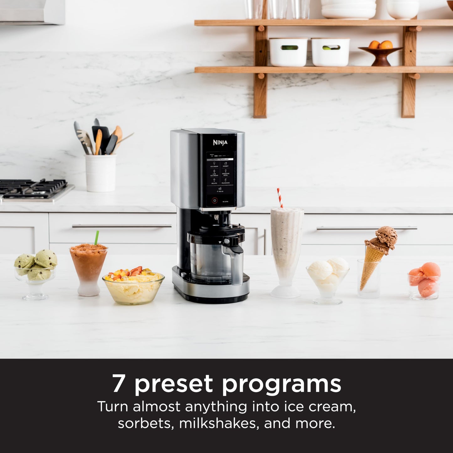 Ninja CREAMi Ice Cream Maker for Gelato, Mix-ins, Milkshakes, Sorbet, Smoothie Bowls, 7 One-Touch Programs, with (2) Pint Containers & Lids, Compact Size, Perfect for Kids, Orange Mango, NC301AO
