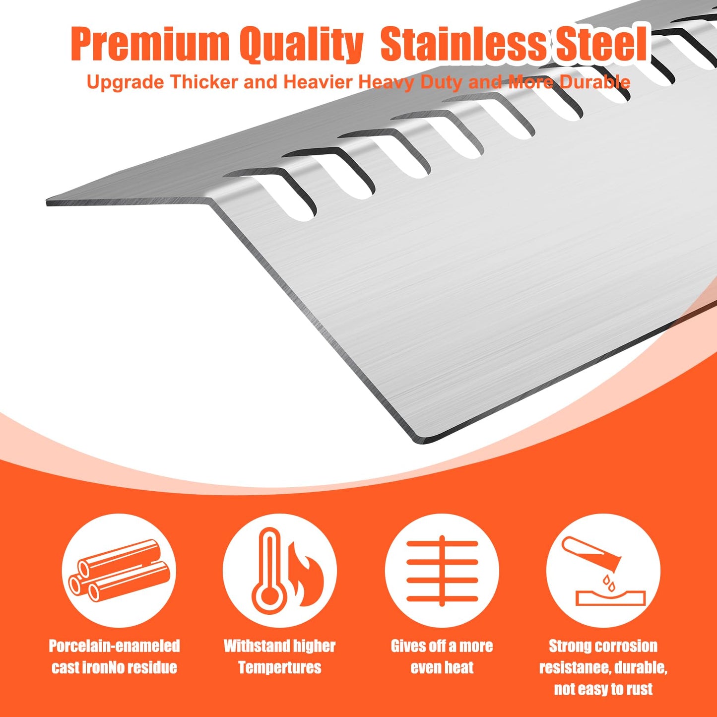 LPTNFRTN Stainless Steel 5pcs 16631 Flame Tamer Flavor bar and 4pcs 16520 Heat Plate Shield with 5 pcs 16517 Cooking Grates for Bull Grill Replacement Parts,for Bull Angus 5 Burner Grills