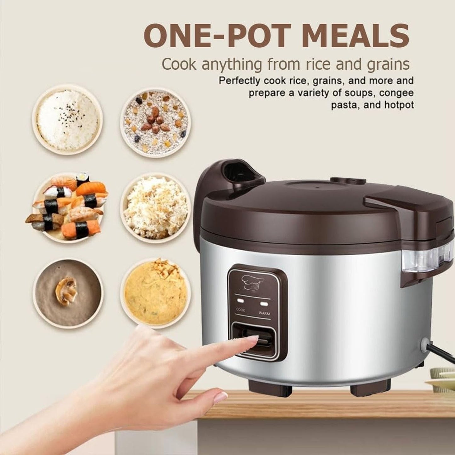 13L Commercial Large Capacity Rice Cooker for Resturant | 60 Cups rice cooked with One-Touch Operation | Auto keep warm for 12h