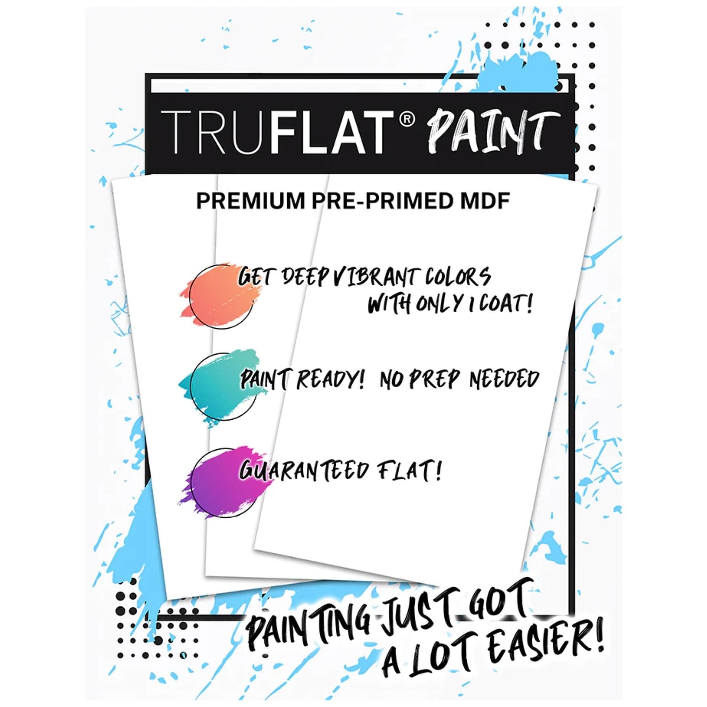 TruFlat Paint PrimedPre-Finished Plywood Sheets 12 x 19 x 1/8 Inch – MDF Core Wood Boards for Laser Cutting, Engraving, Painting and Sublimation – Smooth Double Sided Finish – Case of 24