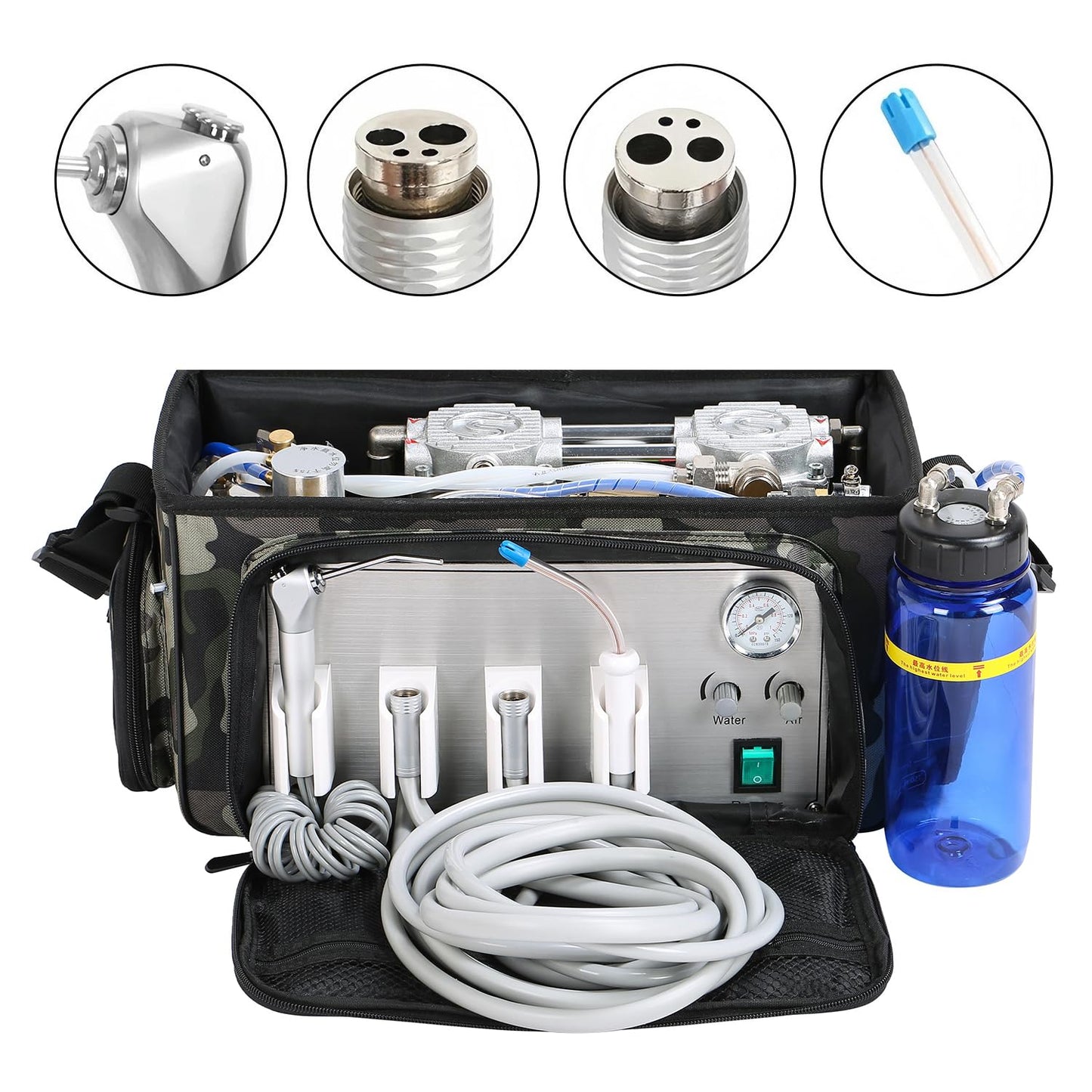Portable Veterinary Dental Delivery Unit with Air Compressor and Suction System for Dental Veterinary Clinic, 4H