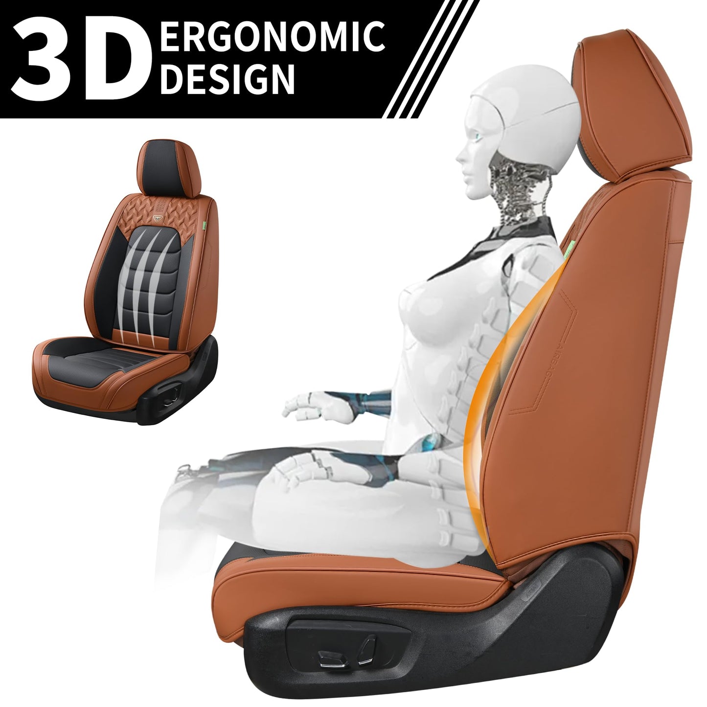 FLORICH Seat Cover for Cars, Front&Rear Seat Covers, Waterproof Automotive Car Seat Covers, Brown Car Seat Cushion Accessories for Most Car Interior Covers Sedan Truck SUV(Brown&Black, Full Set)
