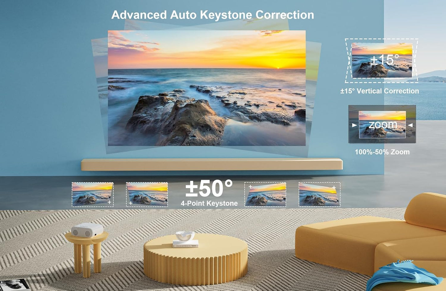 [AI Auto Focus/Auto Lens Cap] Outdoor-Projector-4K with WiFi 6 and Bluetooth: 1500 ANSI Portable Projector with Auto 6D Keystone & Zoom, Jimveo Native 1080P Movie Proyector 2026 Upgraded