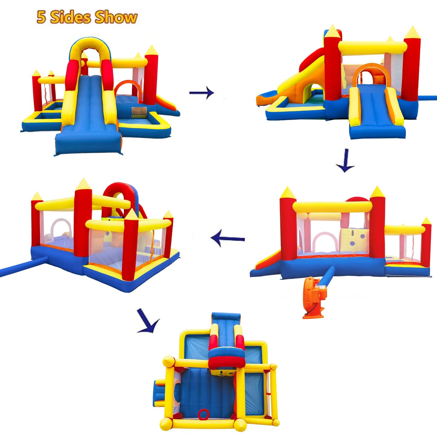 Umbalir Bounce House, Inflatable Bounce House for Kids 3-10, Kids Bounce House with Long Slide, Ball Pit/Pool, Obstacles, Tunnel, Climbing Wall, Bouncy House Indoor & Outdoor Toddler Bouncy Fun