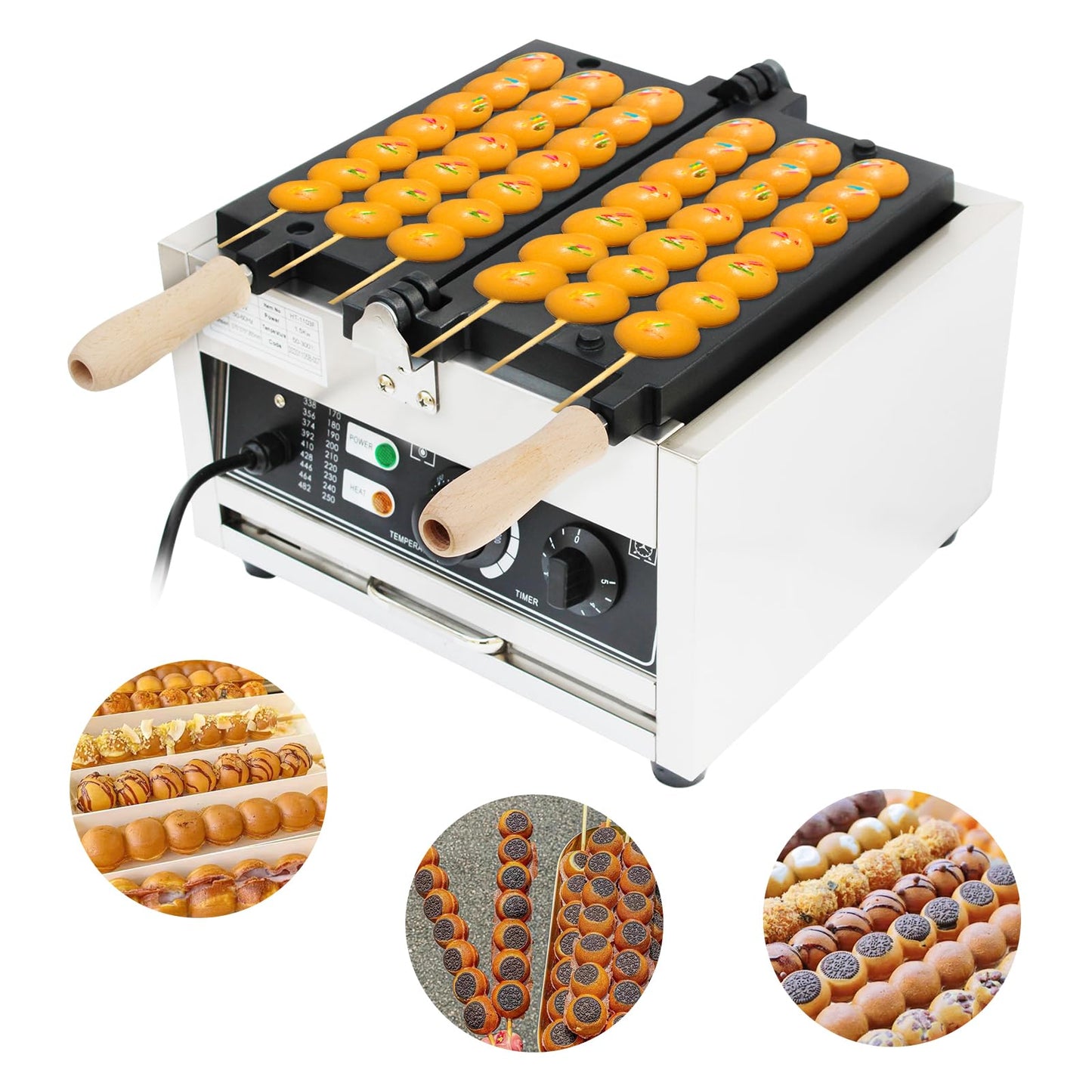 Commercial Bubble Waffle Maker, 1500W Electric Waffle Bites Ball Machine, Mini Nonstick Pancakes Muffins Baking Machine, Popular Snack Equipment For Bakeries, Restaurants