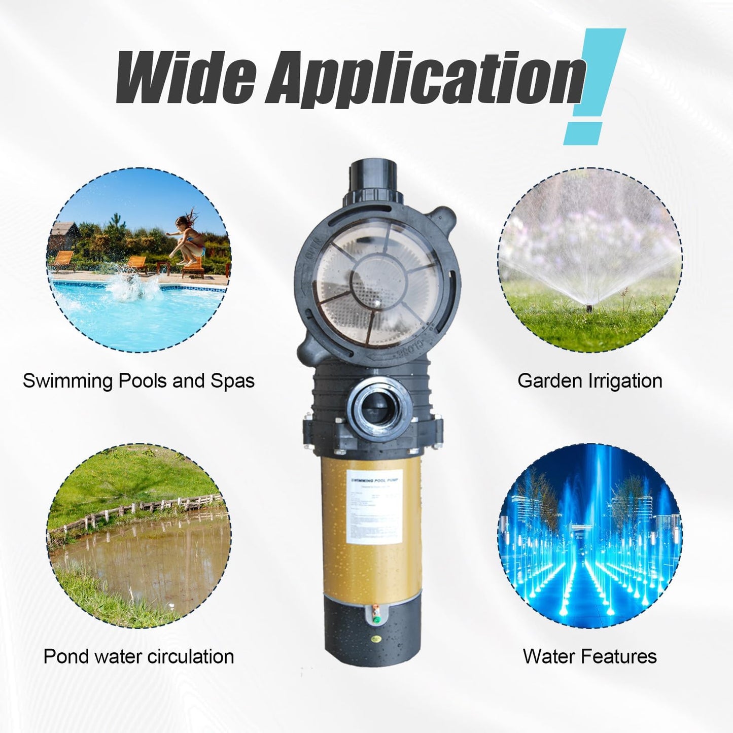 Can be Hardwired Pool Pump, 2.0HP Dual Voltage 115/230V In/Above Ground Pool Pump, 6840GPH Self-priming Swimming Pool Water Circulation Pumps with 1.25" & 1.5" & 2.0" Unions
