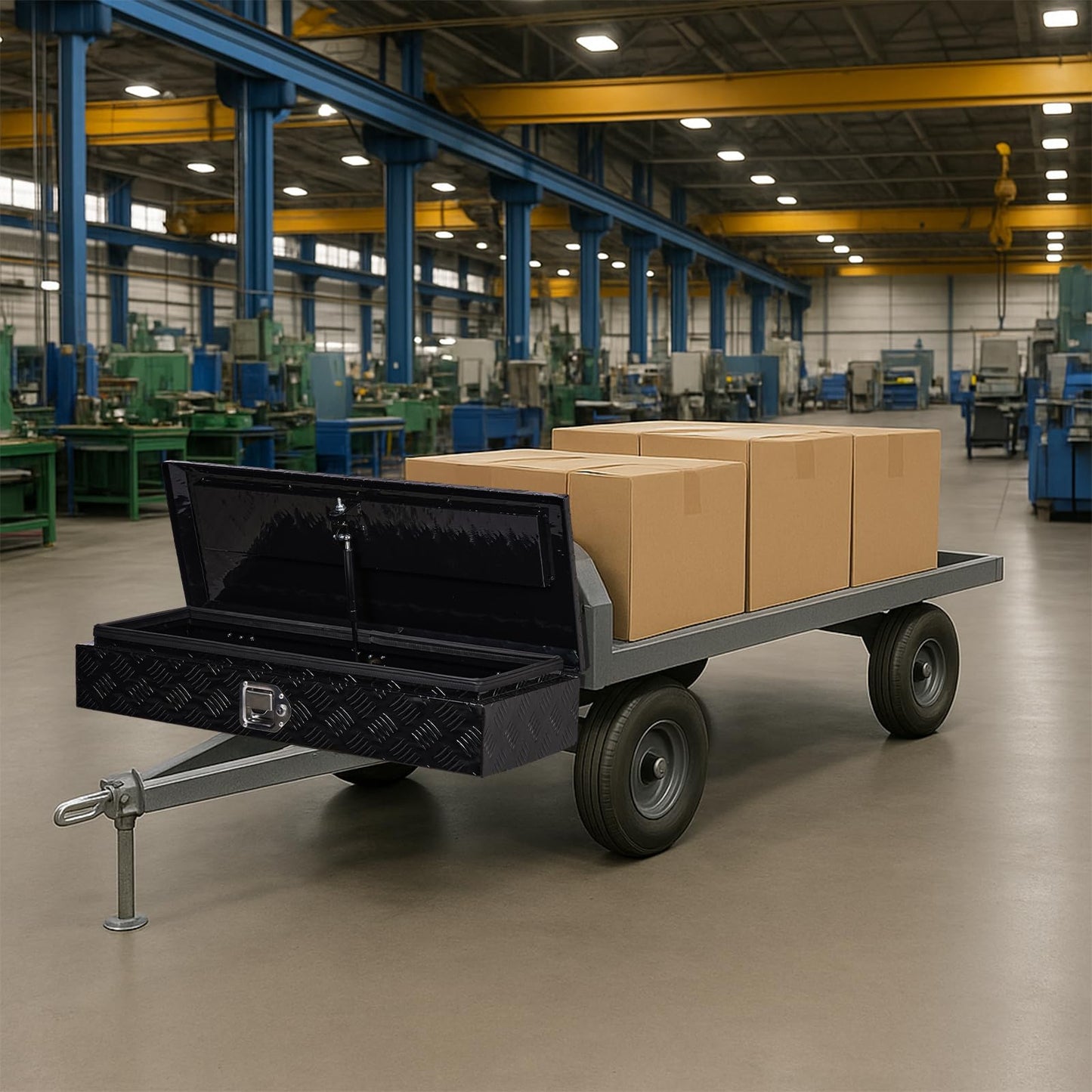 34.5 Inch Aluminum Truck Box, Heavy Duty Truck Bed Tool Box, Waterproof Trailer Toolbox Storage Organizer Chest with Lock and Key for Pickup Bed RV Motorcycle, Black (34.5"X13"X6.5")
