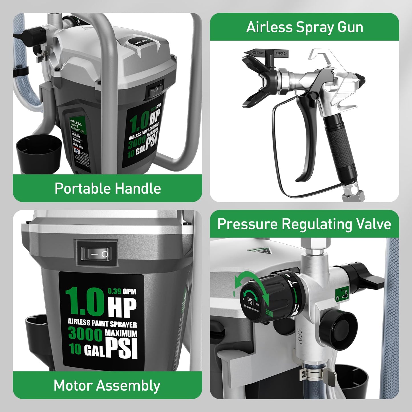 Baotree Airless Paint Sprayer, High-Pressure Electric Paint Spray Gun with Extension Rod, Thinning-Free Professional Painting Tool for Interior/Exterior Walls, Fences, Ceilings, Cabinets