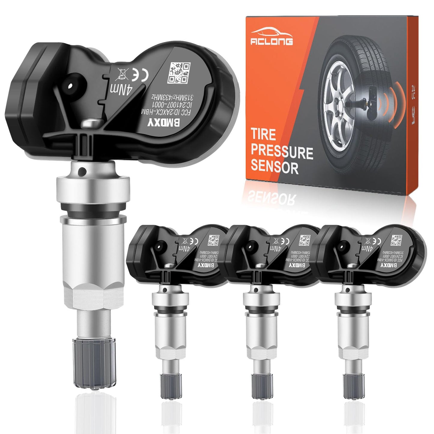 GEARMEISTER TPMS Sensor Multi-Protocol Tire Pressure Sensors Fit for BMW 315MHz & 433MHz Snap-in Tire Pressure Monitoring System Replace 36236781847 36236779490 36106877934 RDE008 4 Pack
