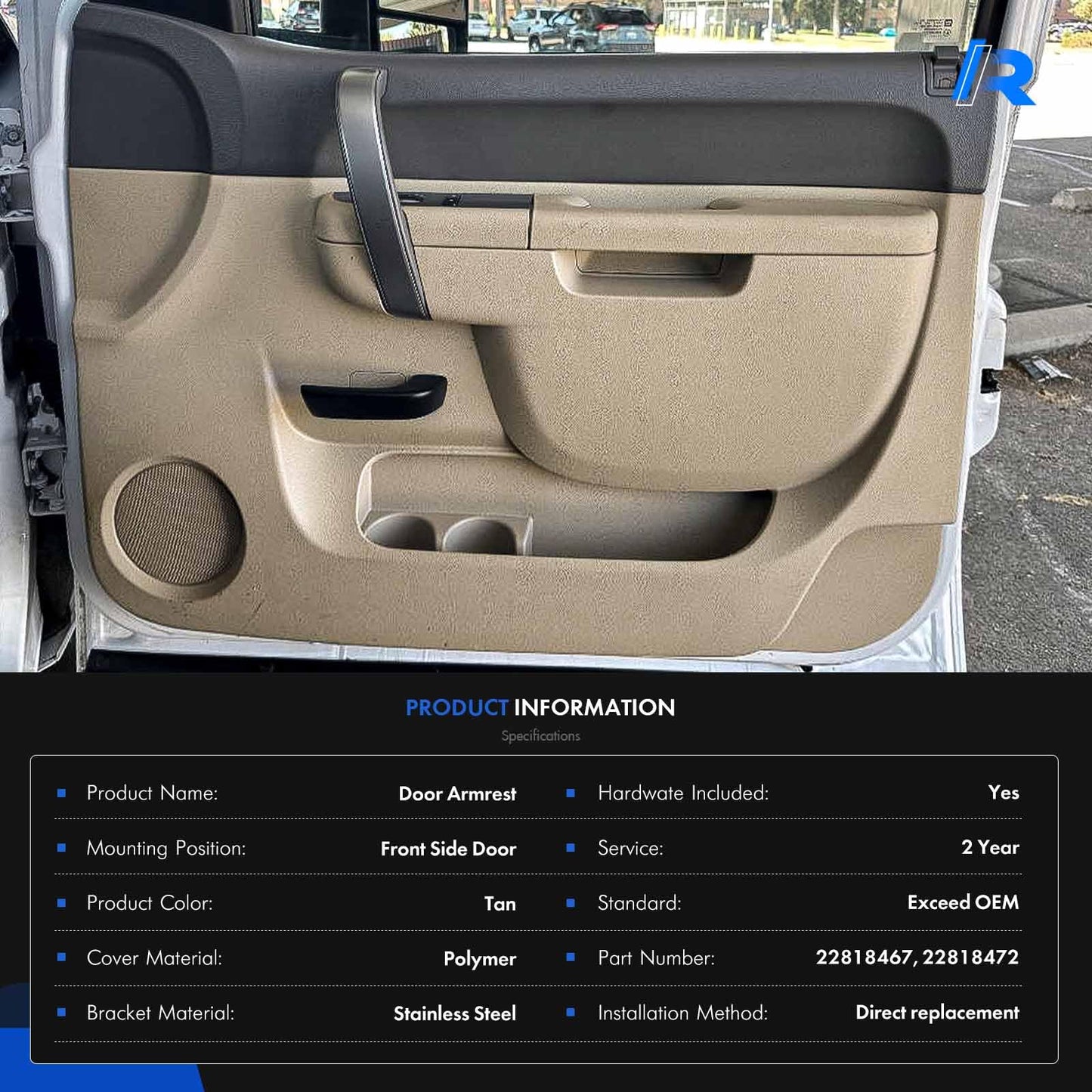 Left Driver & Right Passenger Side Armrest Repair Kit Fit for Chevy Silverado 1500 2500HD 3500HD 2010-2014 For GMC Sierra 1500 2500 HD 3500 HD 2010-2014 Door Panel with Release Handle Below Armrest