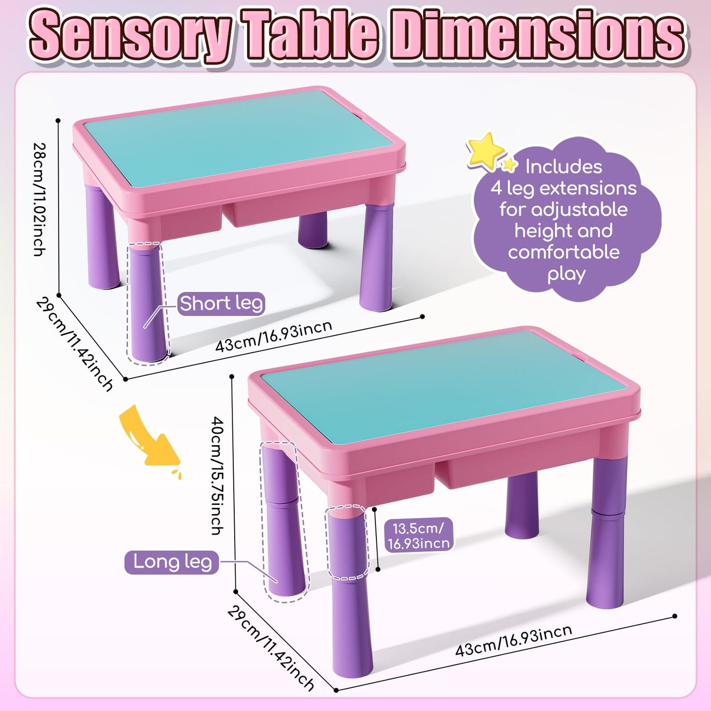 Lehoo Castle Unicorn Sensory Table with Sand, Indoor Outdoor Sand Table with Lid for Toddlers Kids, Upgraded Adjustable Legs, Red & Blue Play Sand Art Kit, Preschool Learning Activities Gifts