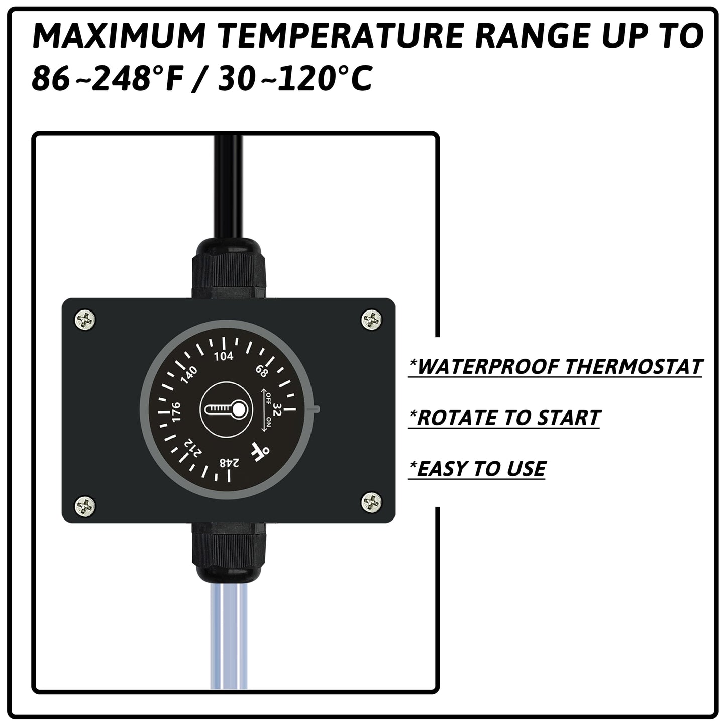 XCLBTFDC 1800W Immersion Water Heater Portable Electric Bathtub & Pool Submersible Water Heater with Temp Control for Bucket, inflatable pool, baptistry, spa tub, above ground pool & Hot Tub