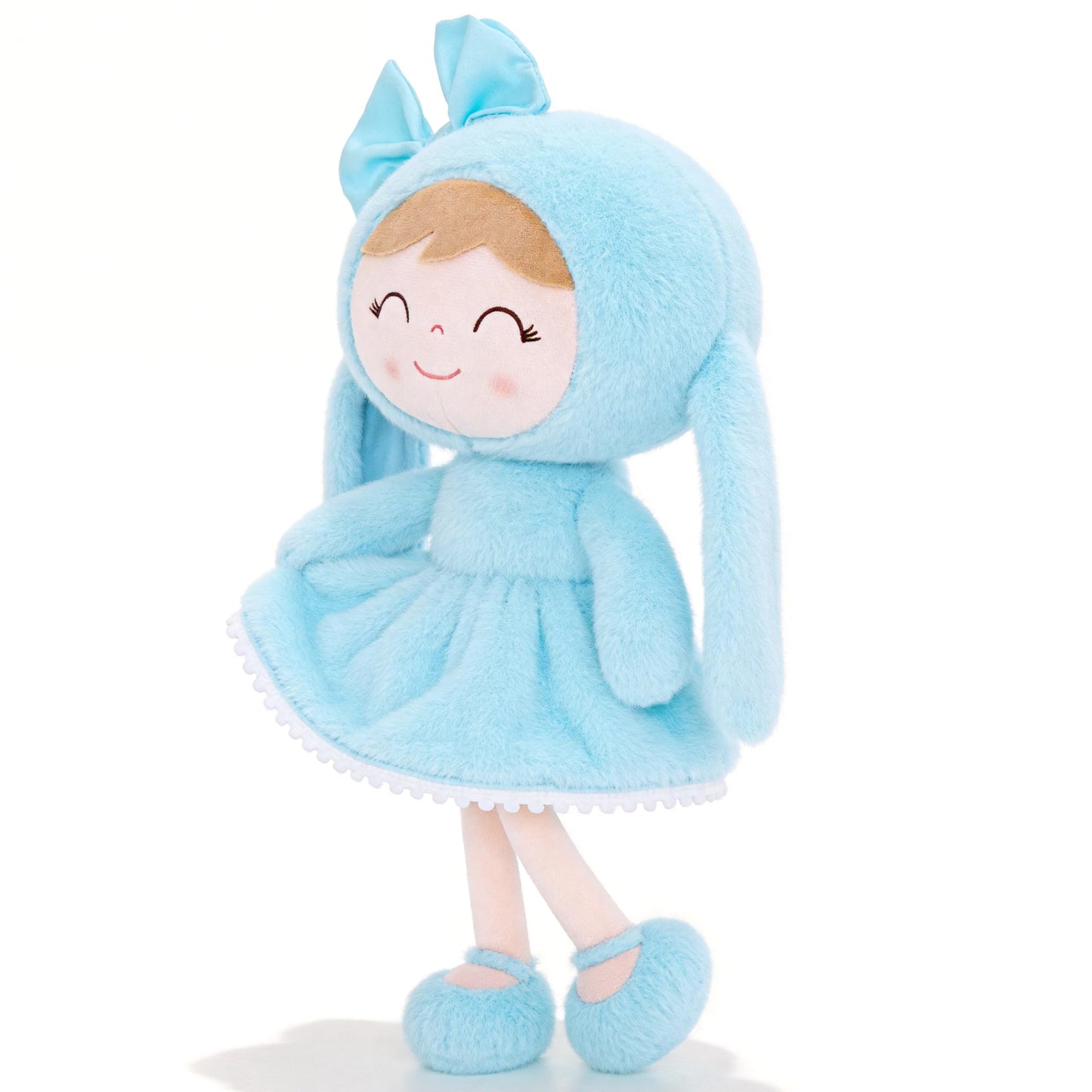 Gloveleya Easter Bunny Gift Plush Bunny Dolls First Baby Doll for Toddlers Rabbit Toy Gifts for Girl Blue 12 Inches