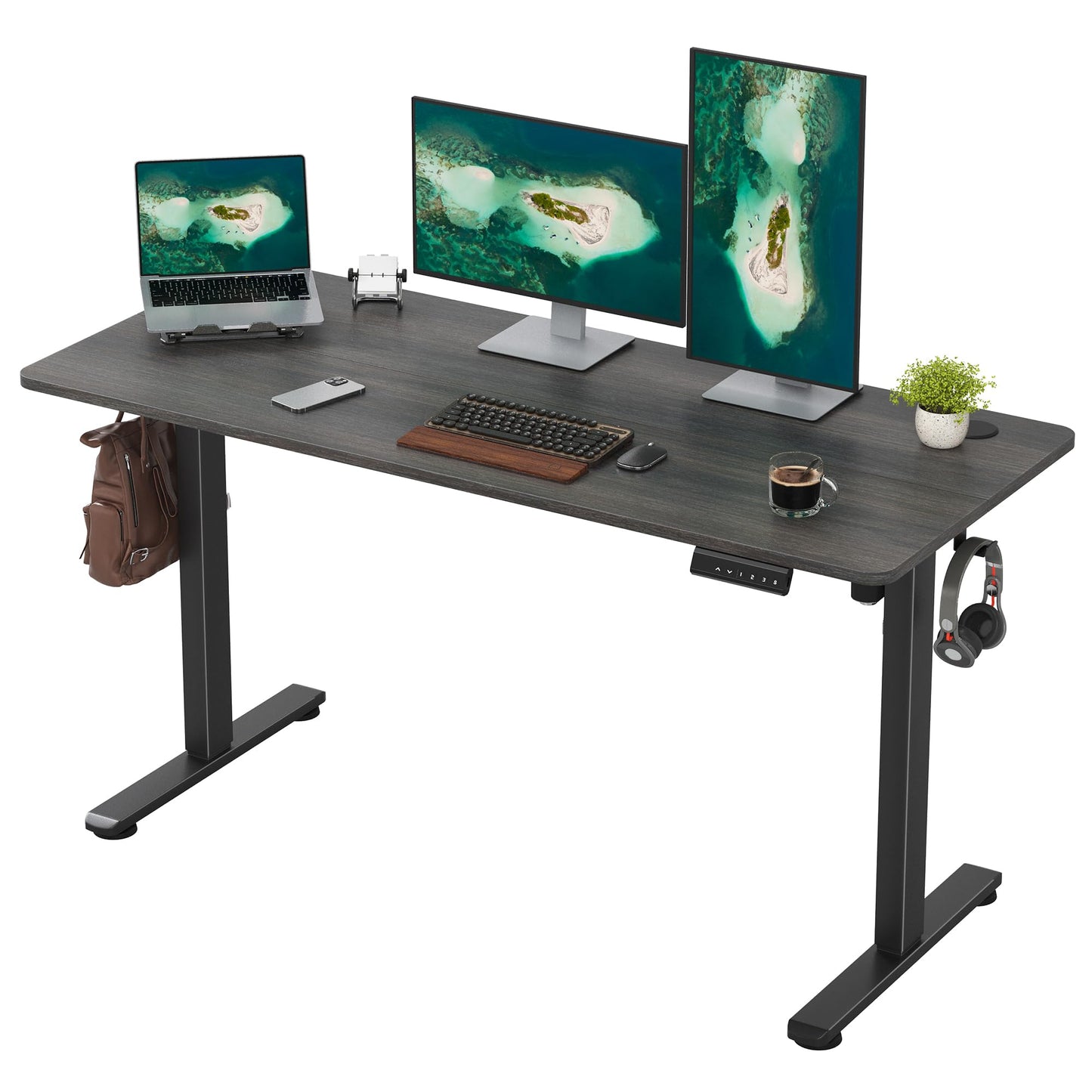 Casaphoria 55 x 24 inches Electric Standing Desk, Sit to Stand Desk with Memory Height Adjustment, Home Office Computer Desk for Writing and Games, Grey