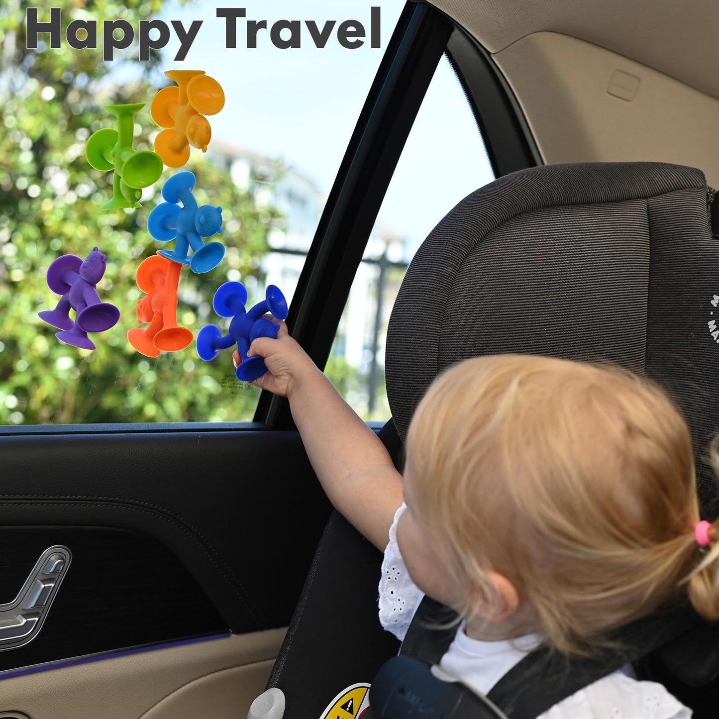Guibola 6 PCS Suction Cup Toys, No Hole Baby Bath Toys Suction Toy - Connect, Build, Create - Toddler Bath Toys for Kids Ages 1-3, Silicone Sensory Fidget Toys for Baby Tray Window Travel