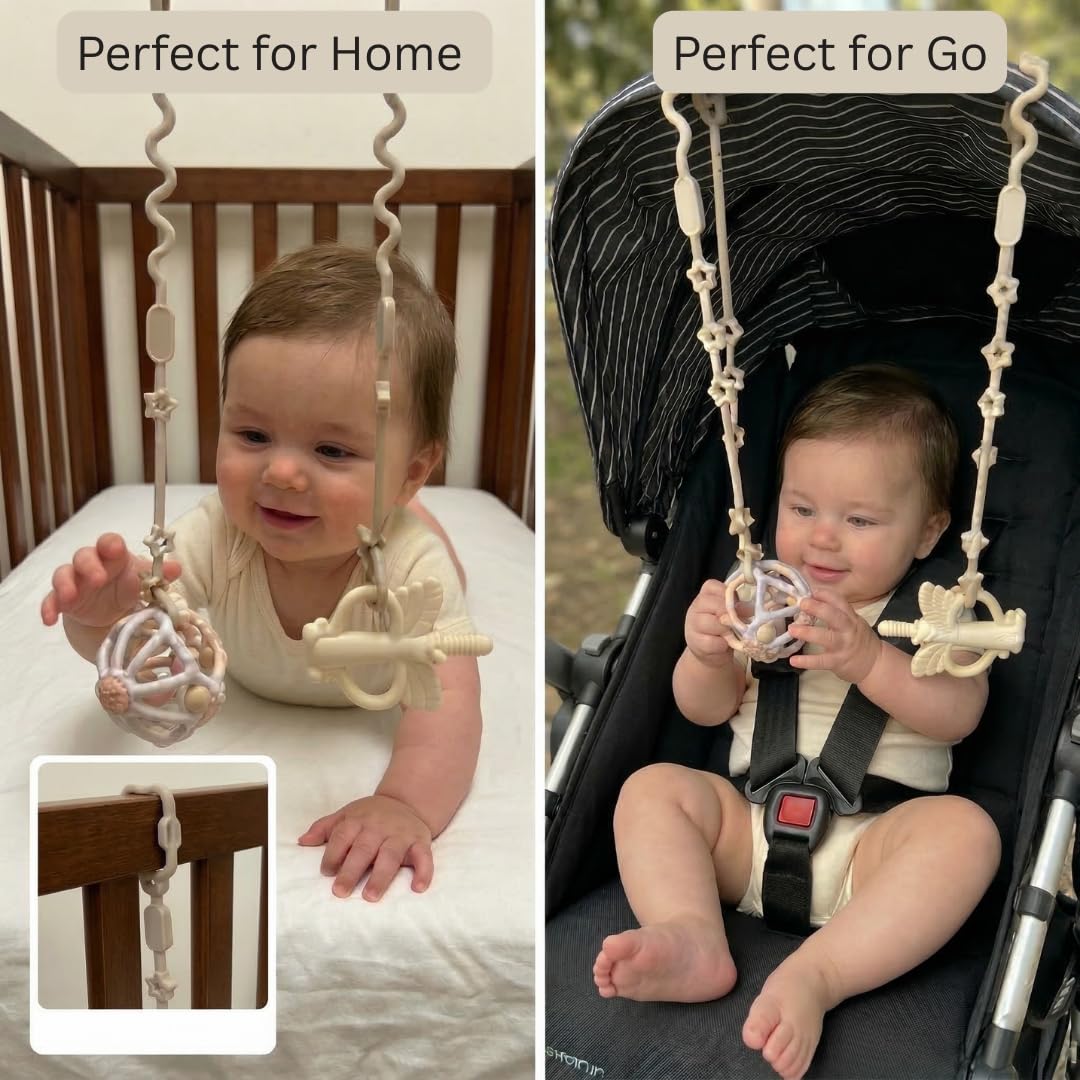 Silicone Teething Toys & Baby Sensory Toys | Rattle Ball & Unicorn Teether Set | Infant Teething Ball & Chew Toy for Babies | Teeth Tamer Car Seat & Crib Toys | Essential Baby Toys 0-36 Months