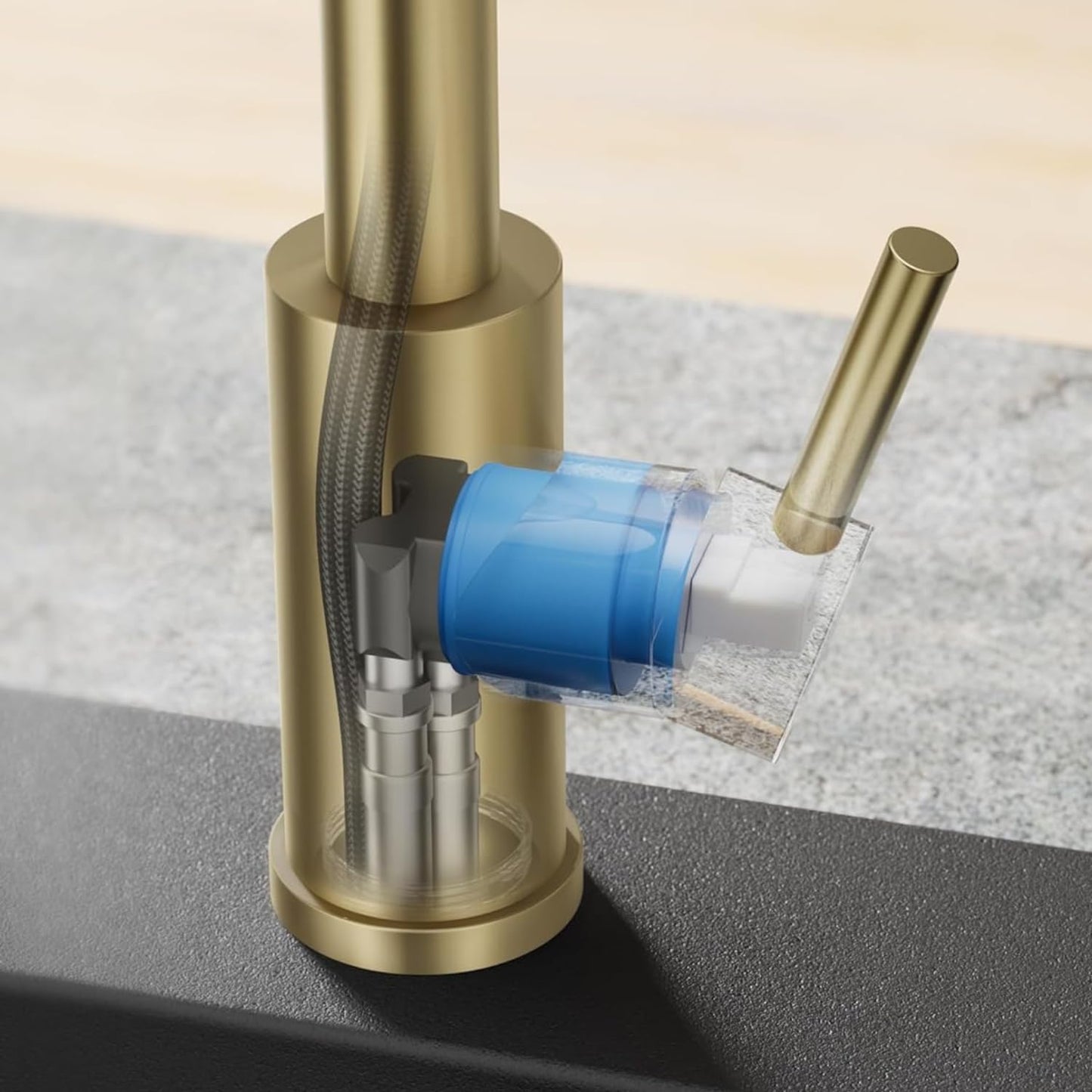 VIDEC Touch-Less Kitchen Faucet, 3 Modes Pull Down Sprayer, Sensor Activated, LED Temperature Control, 360-Degree Rotation, 1 or 3 Hole Deck Plate. 10-Year Warranty.(Matte Gold, KW-79J)