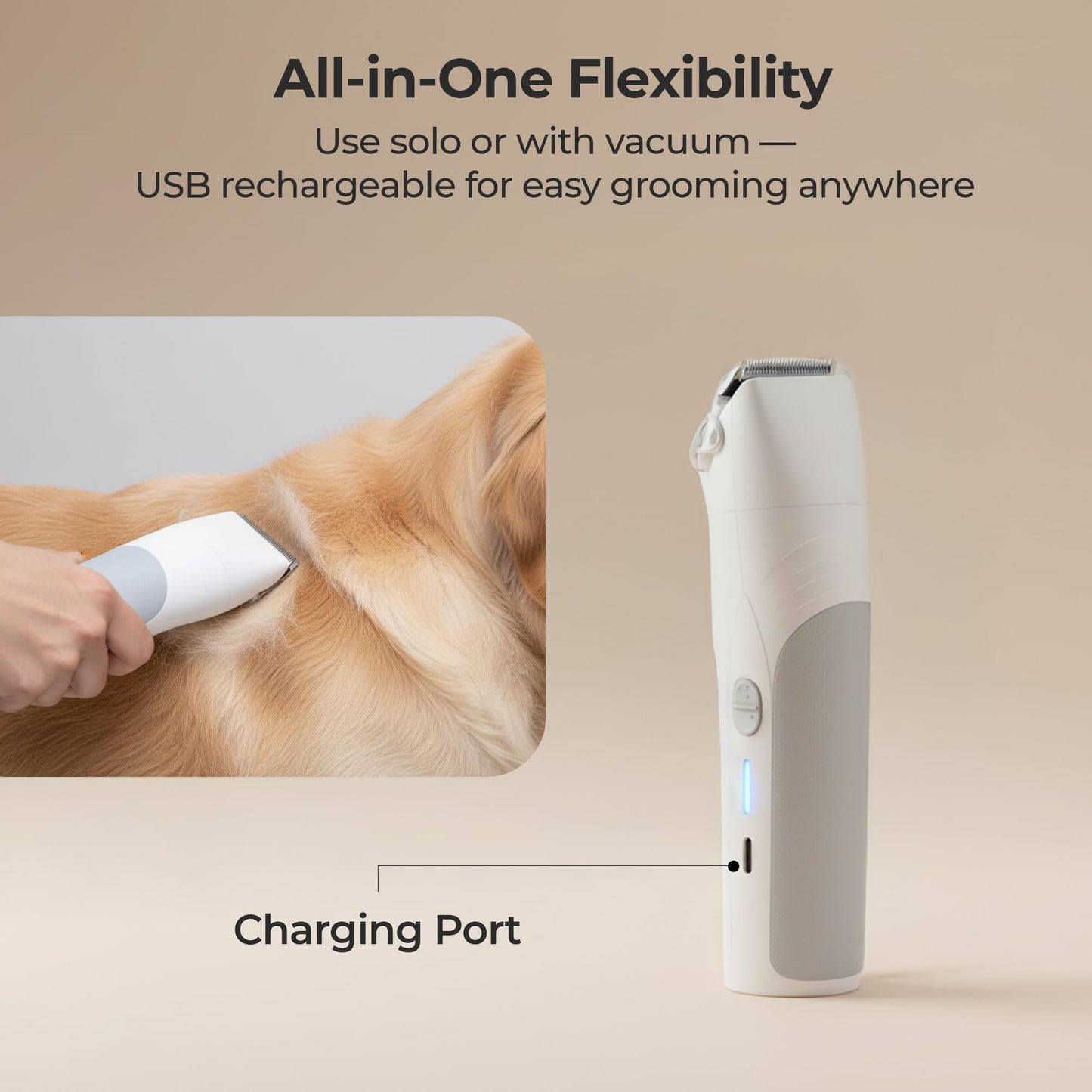 Pet Grooming Vacuum & Nail Grinding Kit – 10Kpa High-Suction Pet Hair Vacuum with 3-Speed Settings & Ultra Low Noise + Nail Grinder | Cats & Dog Grooming Vacuum for Shedding | Large 2L Dustbin