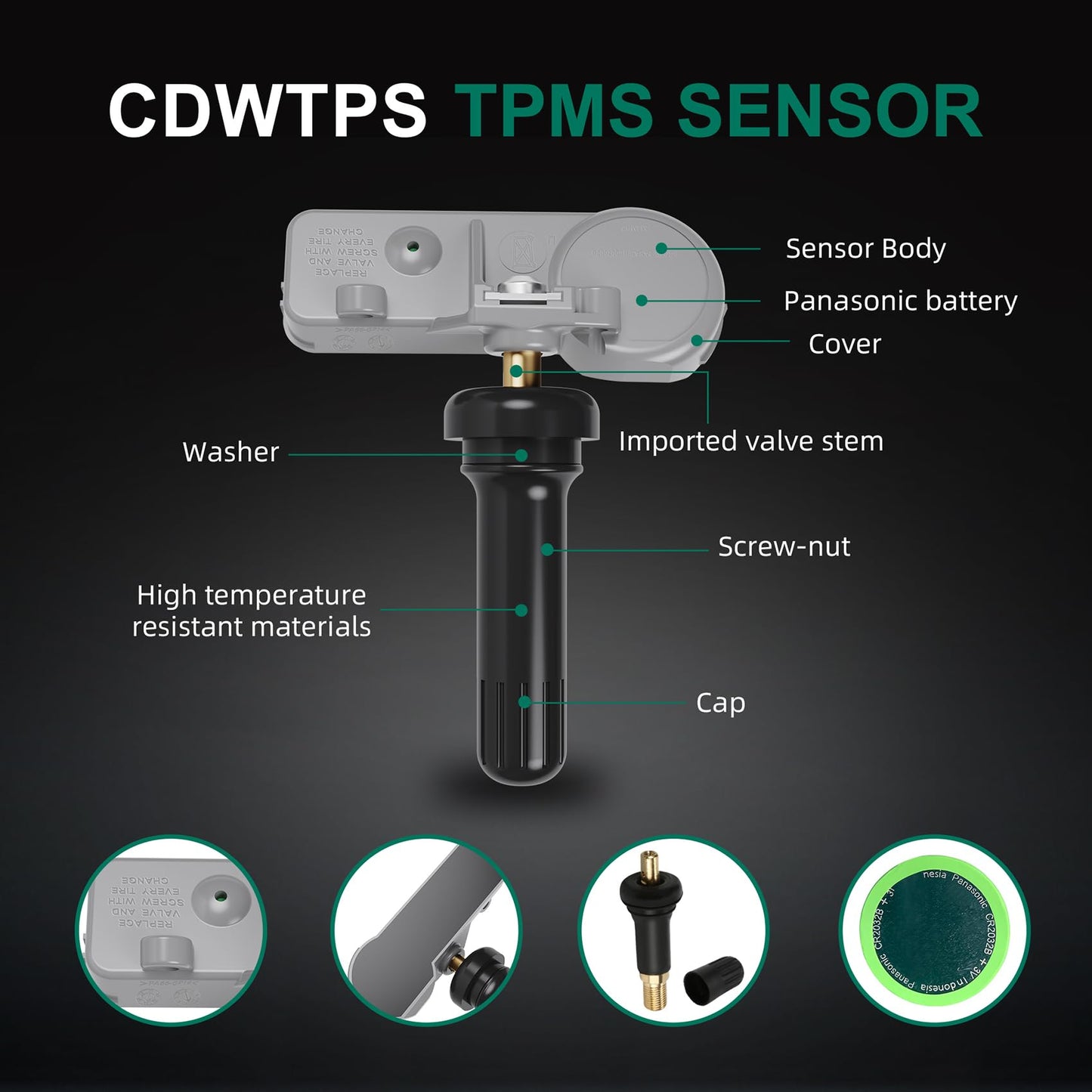 TPMS Sensor, 4Pack 315MHz Tire Pressure Monitor Sensors Compatible with Buick GMC Chevy Cadillac Replace#13581558 13598771,13598772,13586335,20923680