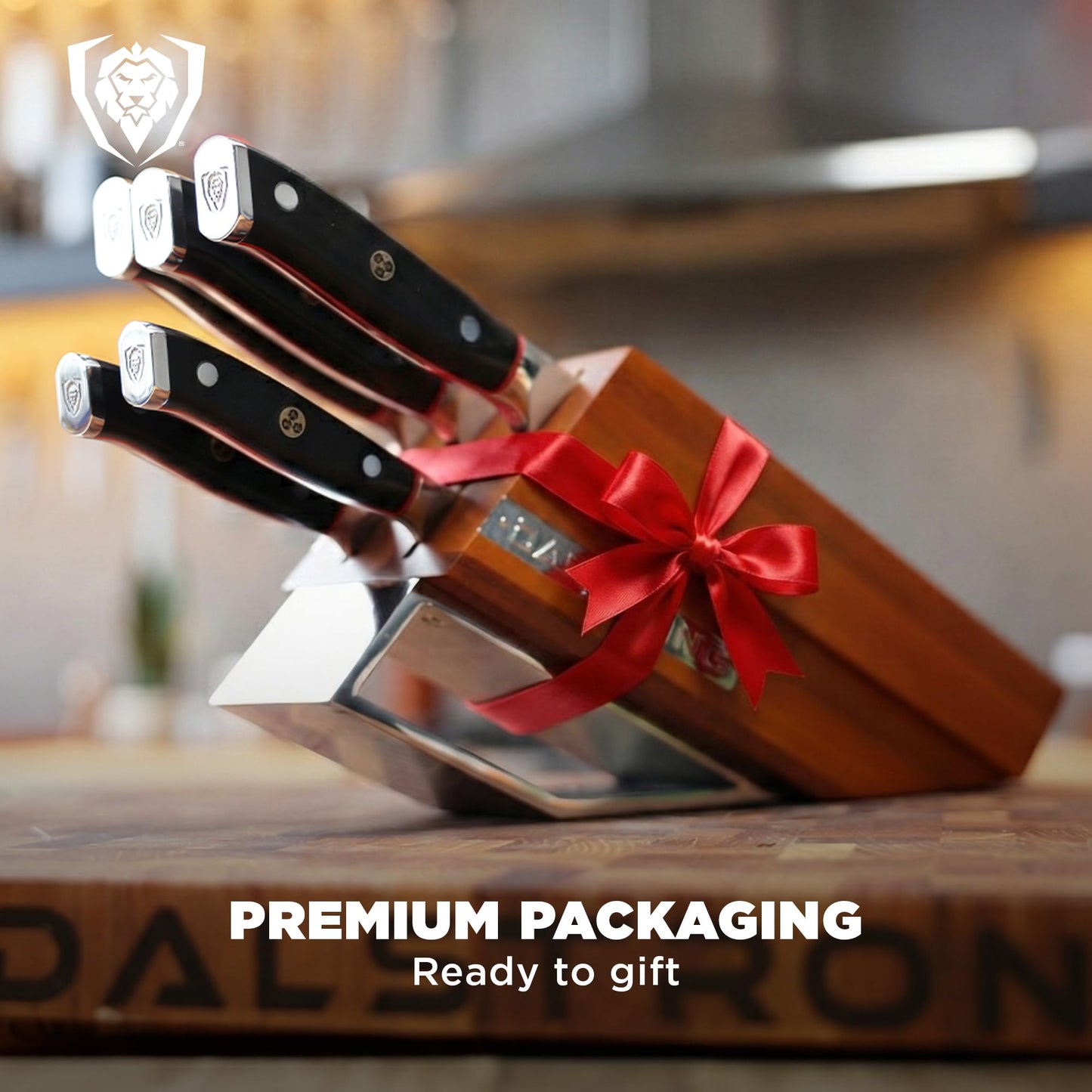 Dalstrong 5-Piece Kitchen Knife Set Block - AUS-10V Japanese Steel Full Tang - Premium Wood Knife Block Set - Black Handles G10 Shogun Series - Professional Knives set for Kitchen Cuchillos