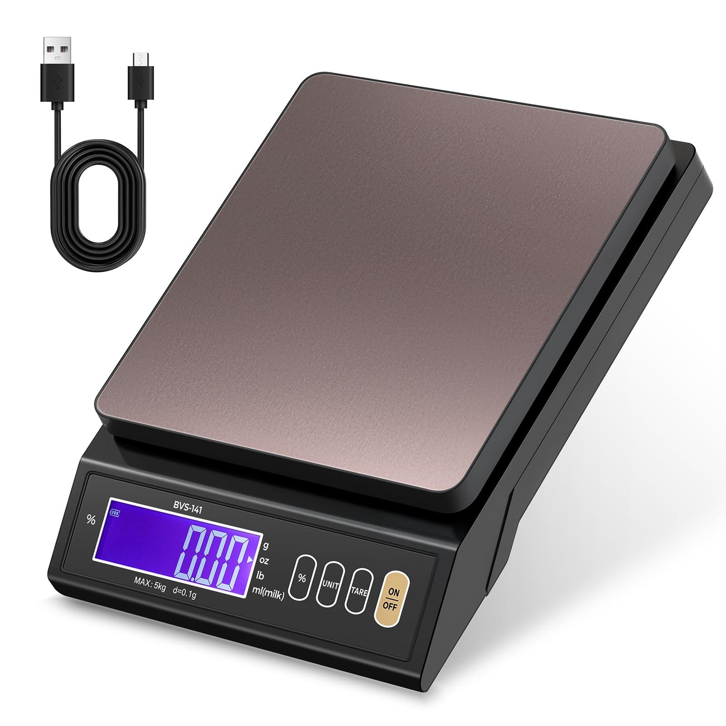 Bonvoisin Baking Scale 0.1 Gram Accuracy Digital Scale for Kitchen, Candle, Soap and Sourdough Bread Making, with Percentage Weighing Function, Weigh in Grams, Pounds and Ounces (10 lb)
