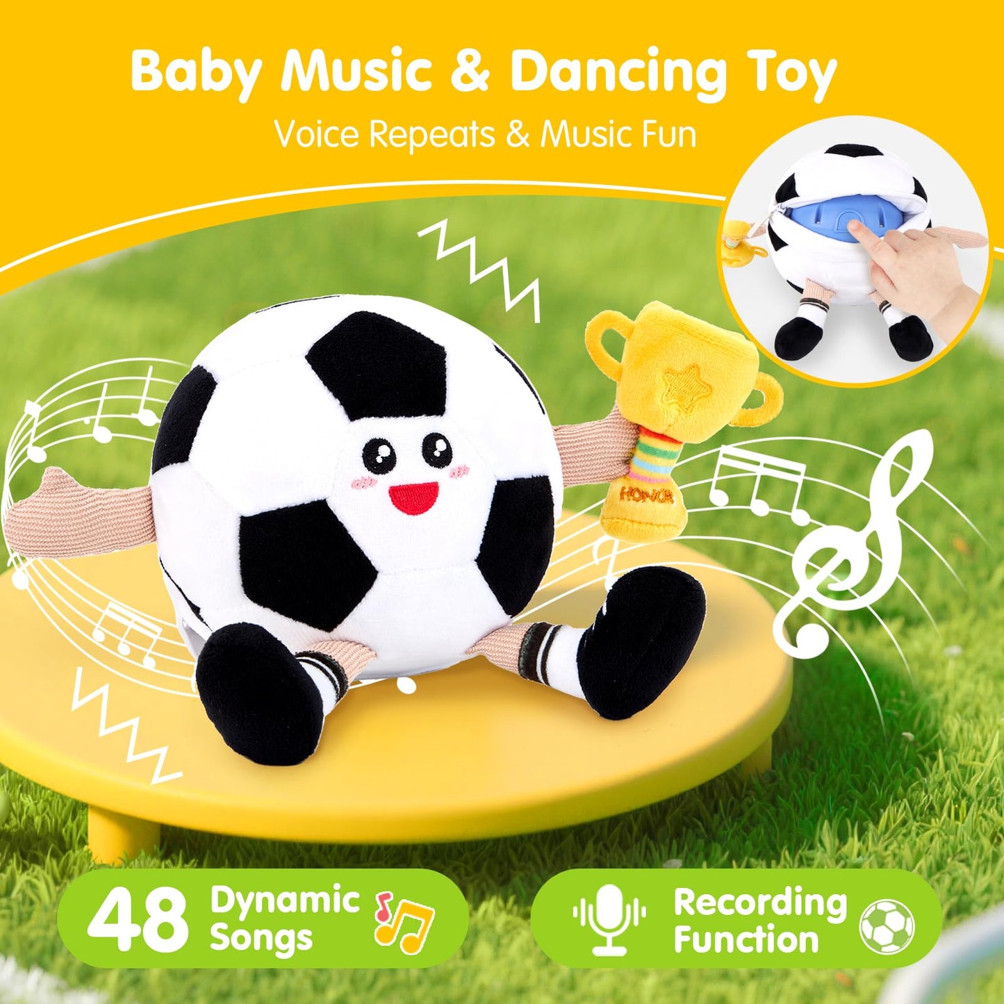 hahaland Baby Crawling Plush Toy for 6 12 18 Months – Musical Dancing Bouncing Toys, Voice Repeat Interactive Tummy Time Toy for Boys & Girls, Birthday Gift for Infants