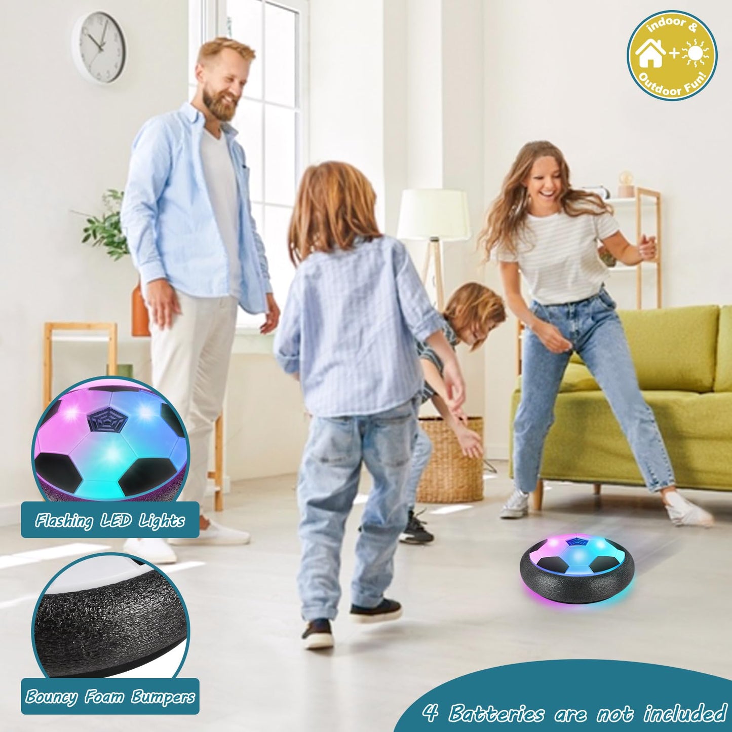 Ocditikl 2-in-1 Moving Kick Toss Games for Kids Ages 4-12, Light Up Hover Soccer Ball with Animal Bean Bag Toss, Indoor Outdoor Birthday Toys for 4 5 6 7 8 9 10 11 12 Year Old Boys Girls