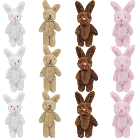 YGbridge Mini Plush Bunny, 12 Pcs Tiny Stuffed Animals, 3.2 Inch Easter Bunny Doll, Soft Rabbit for Easter, Birthday, Wedding Decorations, Easter Basket Stuffers (3.2 Inch)