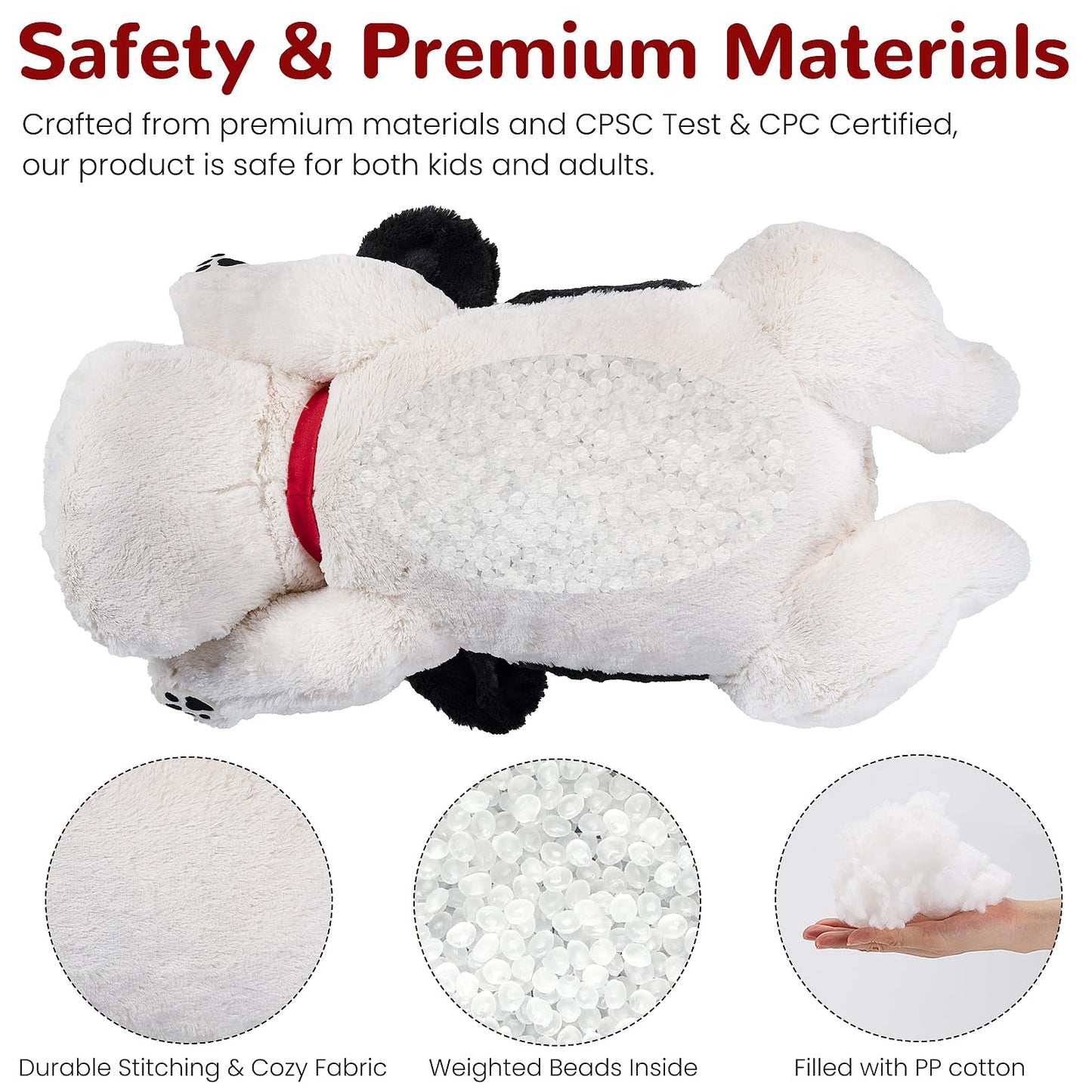 meowtastic Black & White Dog Weighted Stuffed Animals - 28 Inch 5.0 Pounds Weighted Plush Dog Stuffed Animals - Large Stuffed Dog Plush Pillow - Cute Plush Toys Gifts for Kids & Adults (28" 5.0 lbs)