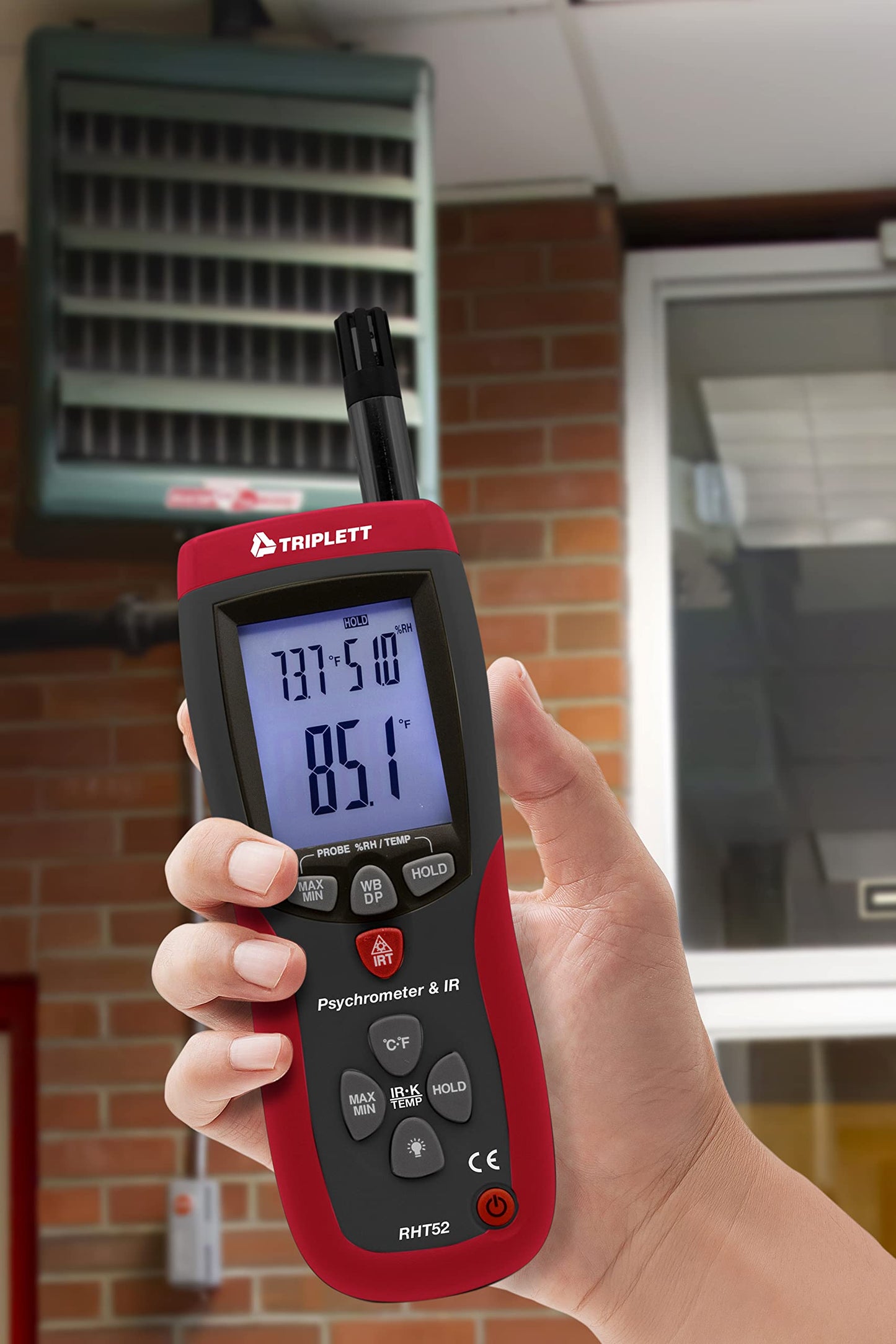 Triplett RHT52 Psychrometer and IR Thermometer with Type K and Certificate of Traceability to NIST- Temperature, Humidity, Wet Bulb, Dew Point