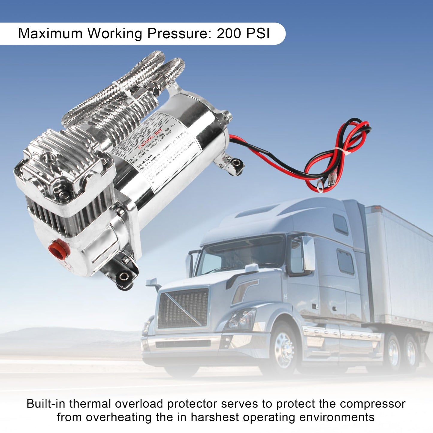 JDMSPEED New 12 Volt Dual Chrome 440C 200 PSI Air Compressor Kit 440C