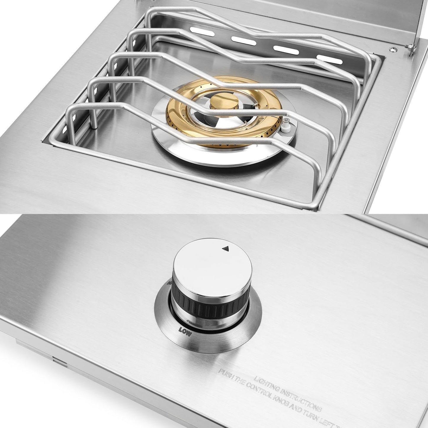 Stanbroil Built-in Single Side Burner for Outdoor Kitchen, 304 Stainless Steel Grilling Side Burners - Natural Gas Only