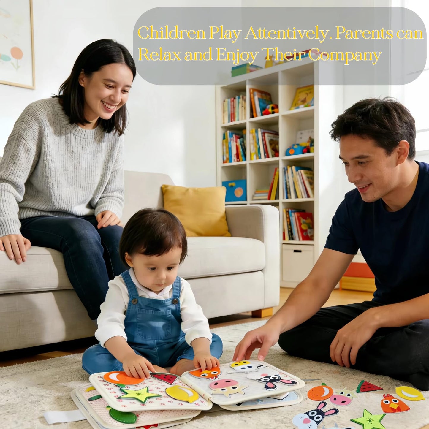 Montessori Forest Animals Busy Book, Airplane Travel Felt Quiet Busy Board for Toddler 1-3, Preschool Kids Learning Activities Sensory Toy to Develop Fine Motor Skills, Boys Girls Birthday Gift (#A)
