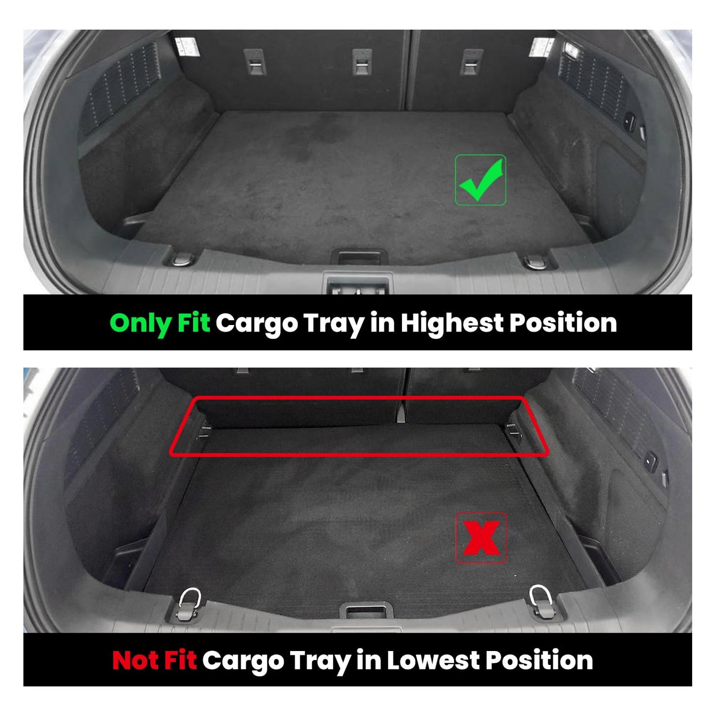 LASFIT Floor Mats and Trunk Mat for Ford Mustang Mach-E 2026 2025 2024 2023 2022 2021 (Cargo Floor in Top Position) All Weather TPE Car Liners, 1st & 2nd Row & Cargo Liner, 4pcs Black