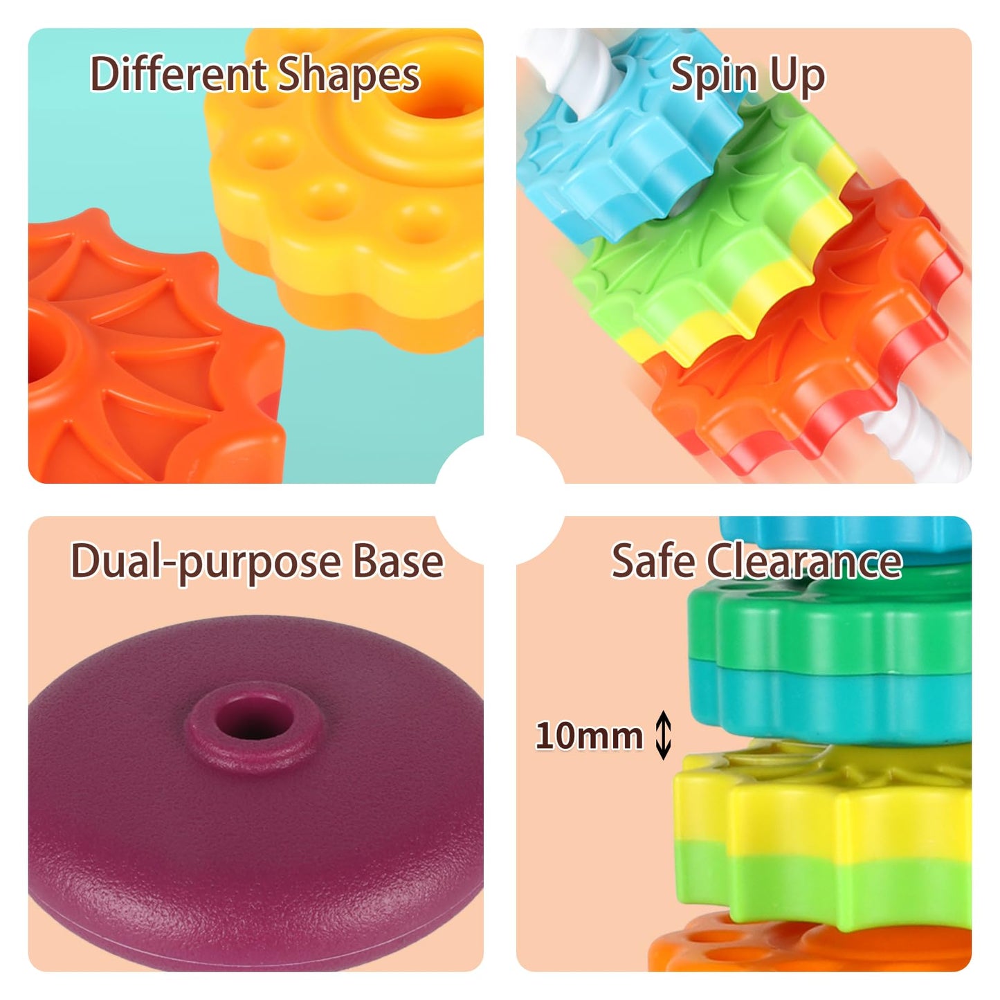 GKKBSJ Spinning Stacking Toys for Toddlers 1-3, Ring Stacker for Babies 0-6-12-18 Months, Spinner for Infants, Montessori Autism Sensory Toys, 1 2 3 Year Old Girl Boy Christmas Birthday Gifts