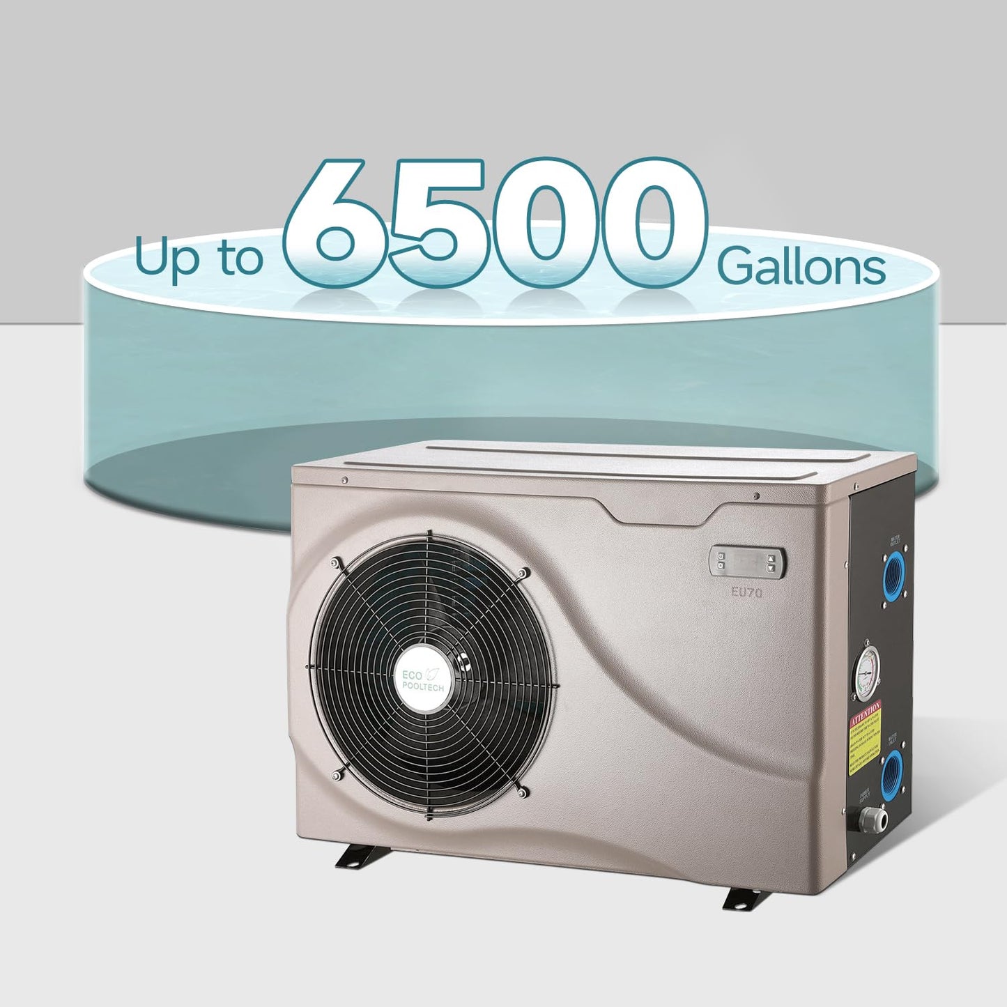 ECOPOOLTECH 20000BTU Electric Swimming Pool Heat Pump, Plug-in Pool Heater for Above Ground and Inground Pools, Smart Control No Timer Need, Heating and Cooling Pool Warmer, 120V