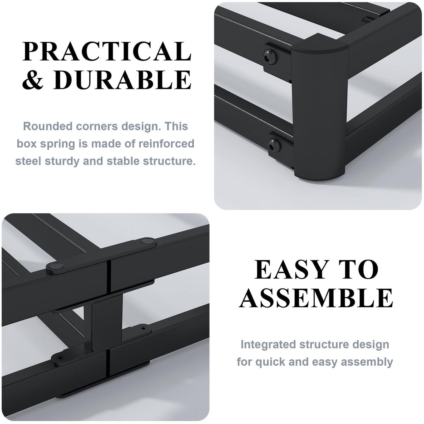 Vehowy 4 Inch Box Spring for Full Bed,Full Size Box Spring Only,Heavy Duty Mattress Foundation,Metal Bed Base,Non-Slip,Easy Assembly