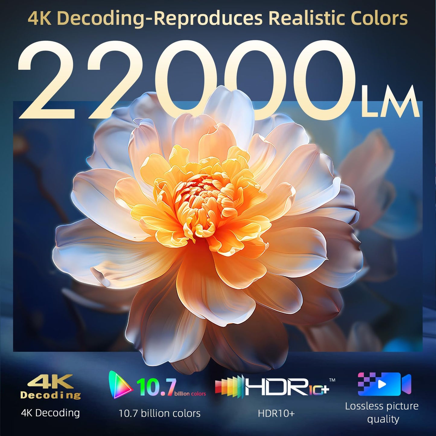 Compatible with Netflix Movie Projector with WiFi6 and Bluetooth5.3, Built-in App Store, Dolby Audio & Electric Focus & Auto Keystone, 4K Support High Brightness Outdoor Projectors, 1080P Proyector