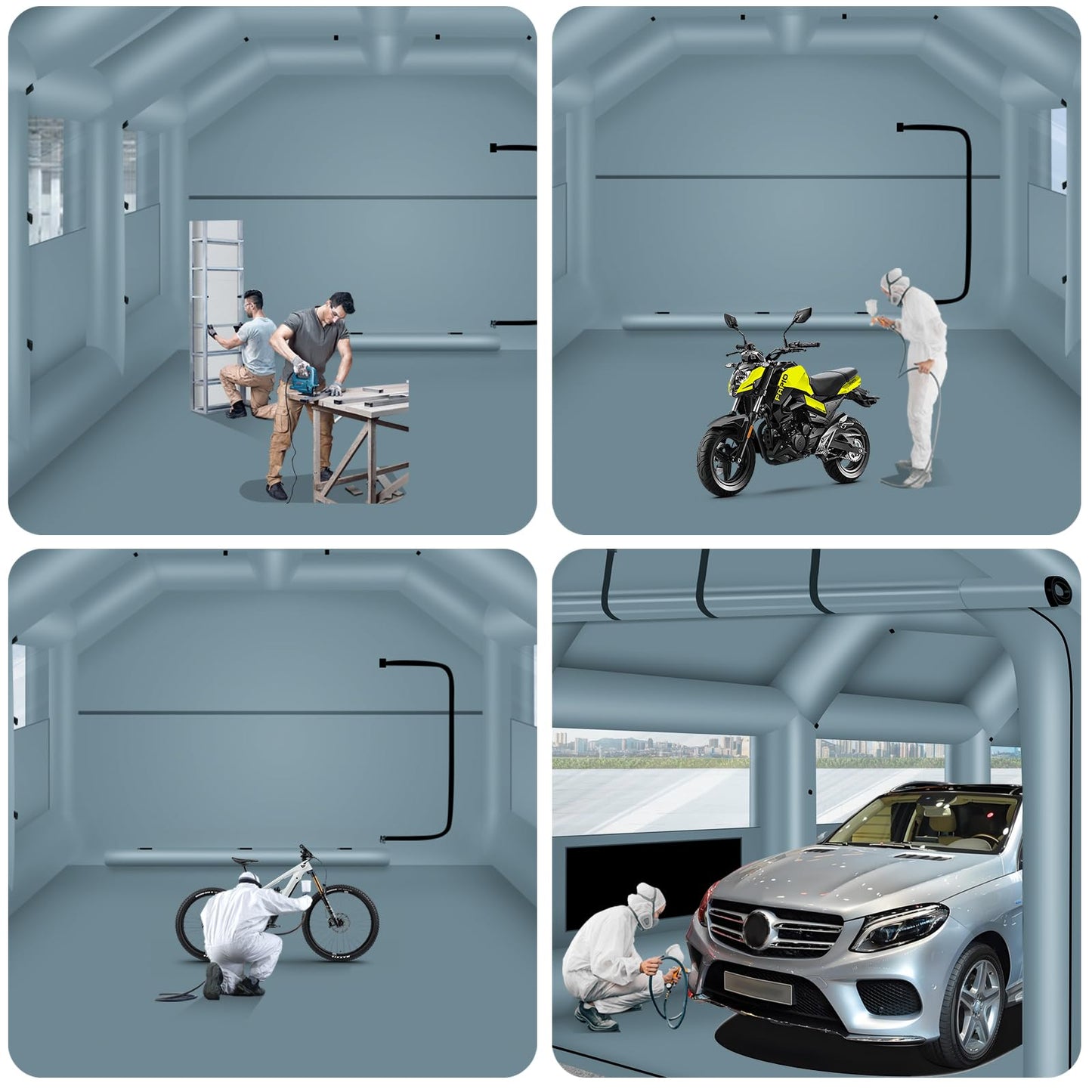 GONFLABLE 26 * 14.5 * 9.5FT Inflatable Spray Booth with 480w+950w Air Blower, Airbrush Paint Booth Blow up Tents for Camping Auto Car Parking Workstation Club