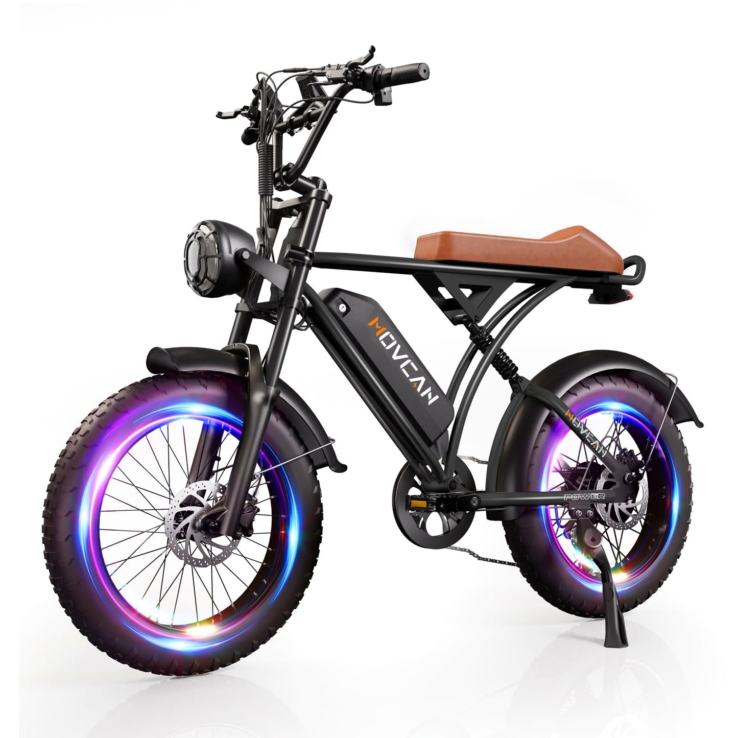Movcan V60/V60 Pro Electric Bike, 48V 15.6/18.2Ah Removable Battery 20” Fat Tire Electric Bike, 1000/1500W Motor 30/33MPH Top Speed Electric Motorcycle, for Commute/Offroad/School/Rain/Snow Riding.