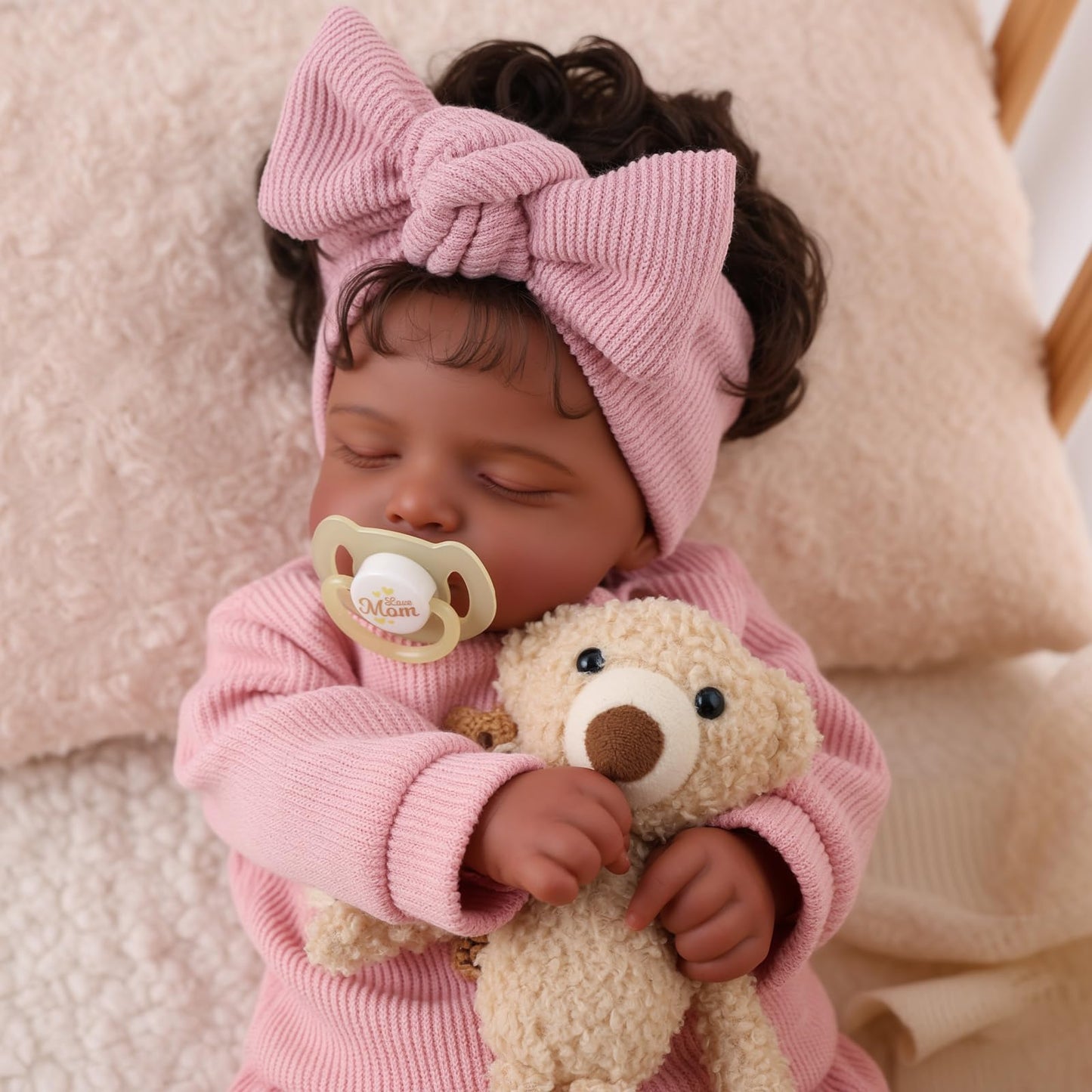 BABESIDE Reborn Baby Dolls Black Girl - 20 Inch Soft Body Realistic Baby Doll Handmade Real Life Baby Dolls with Clothes and Toy Gift for Kids Age 3+