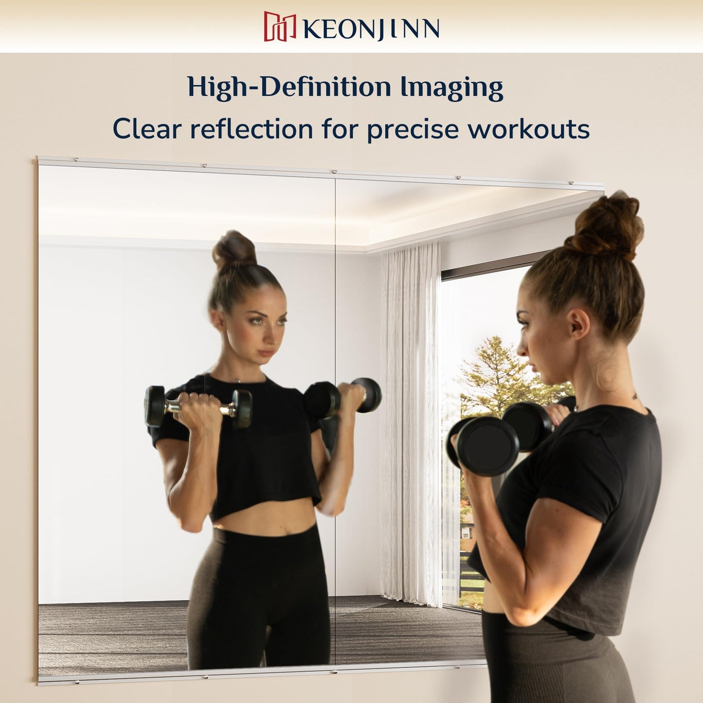 Keonjinn Home Gym Mirror, 72" x 36" Workout Mirrors for Home Gym, Frameless Tempered Glass, Full Body Wall Mirrors for Fitness Exercise, Yoga Room, Dance Studio, Garage