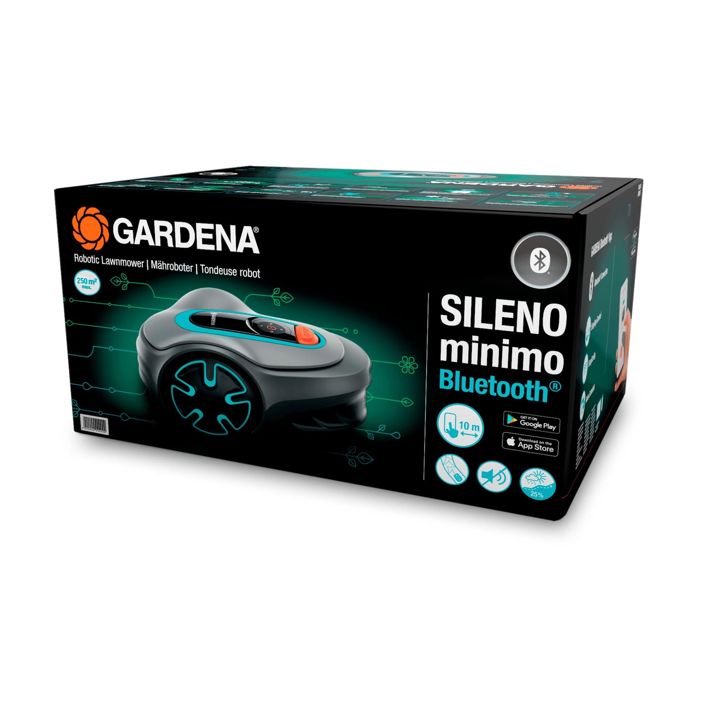 GARDENA 15201-20 SILENO Minimo - Automatic Robotic Lawn Mower with Bluetooth app, Boundary Wire - for lawns up to 2700 Sq Ft, Made in Europe, Grey