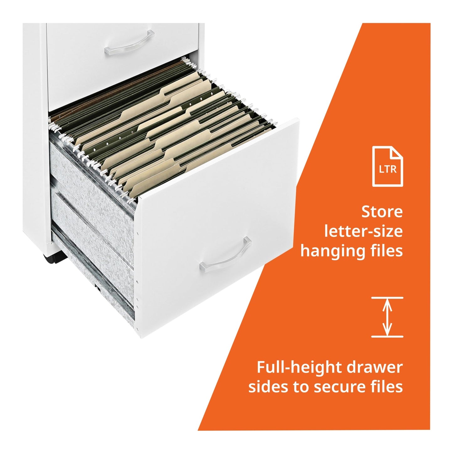 Lorell LYS SOHO Box/File/File Mobile White File Cabinet, 3 Drawer, 26.5 x 14.3 x 18 in