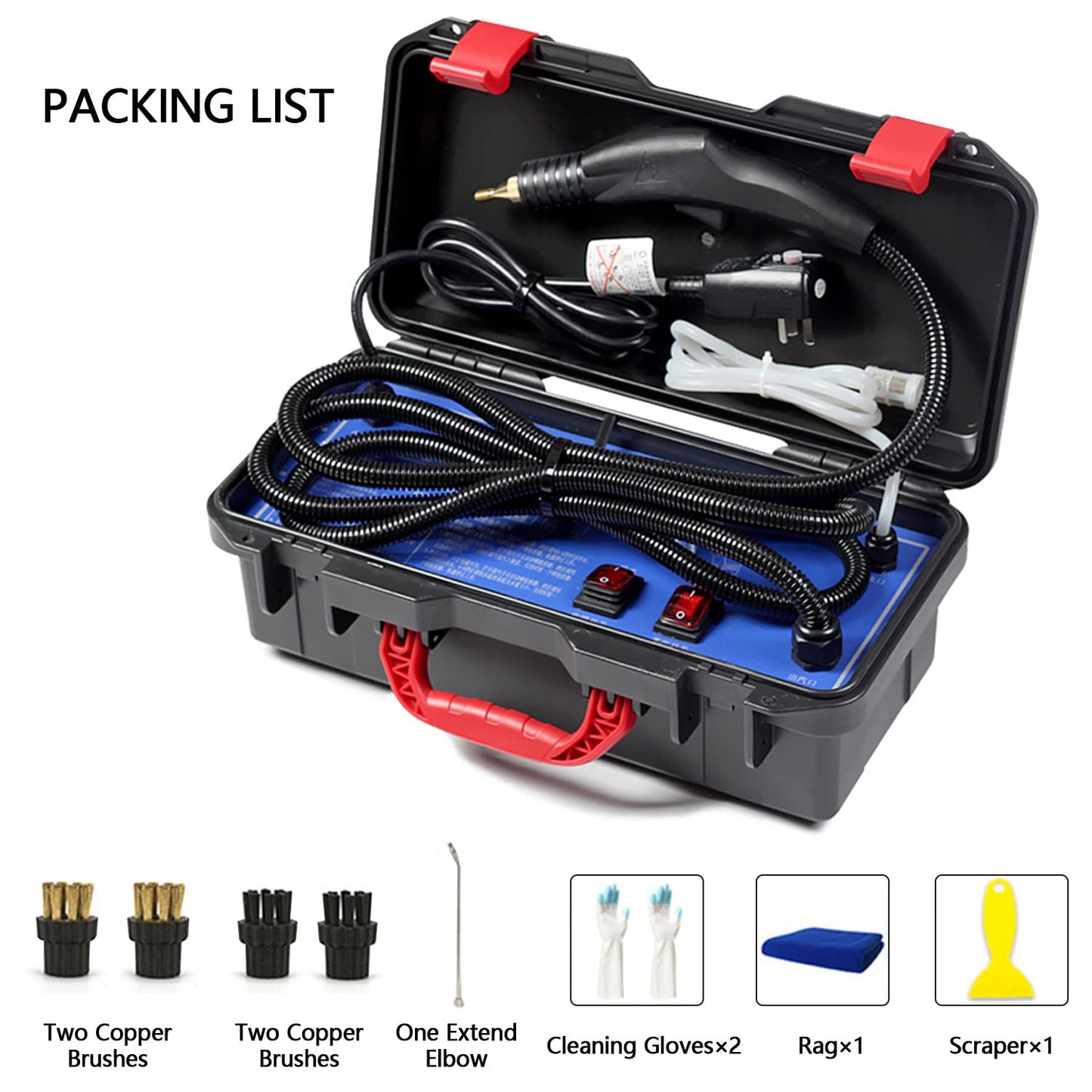 PCWLH Efficient 3000W Home High Pressure Steam Cleaner - Powerful Handheld Steam Cleaning Machine for Air Conditioning, Kitchen Hood Car - High Temp Steam
