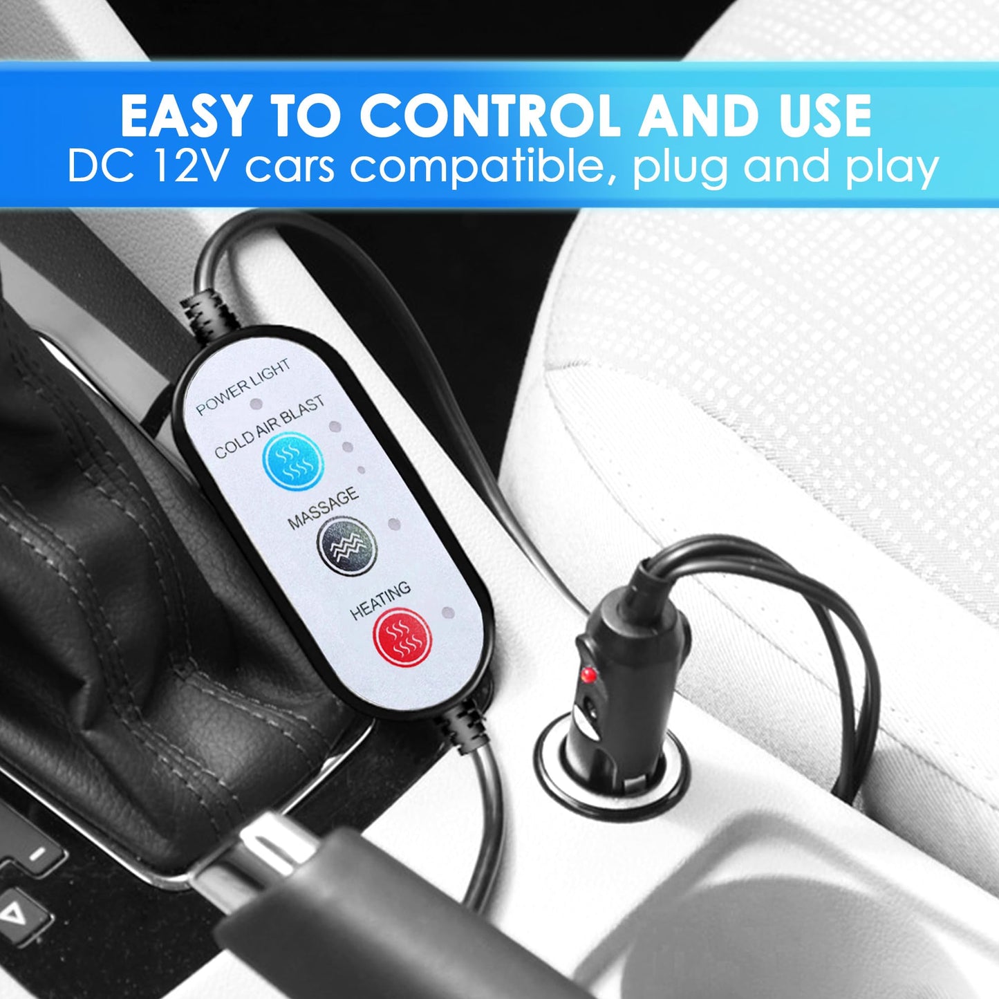 Fochutech Cooling Car Seat Cover with Massage 12V Front Seat Cooler for Vehicle Breathable Warm & Cooling Car Seat Cushion Summer Driving Ventilated 16 Fans Cooling Seat Cover for Car (Black)